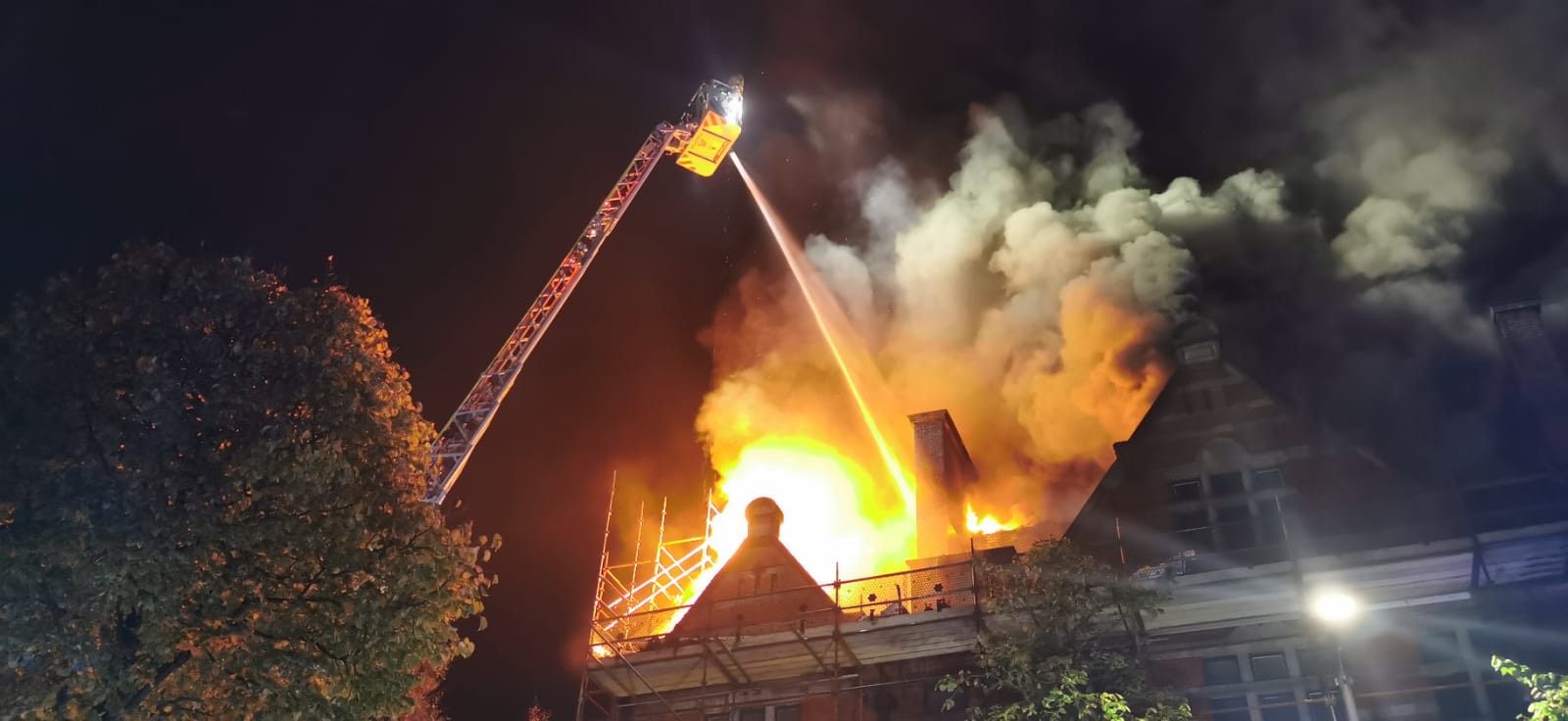 BLAZE: The fire broke out in the early hours of Monday morning at the Old Cathedral Building