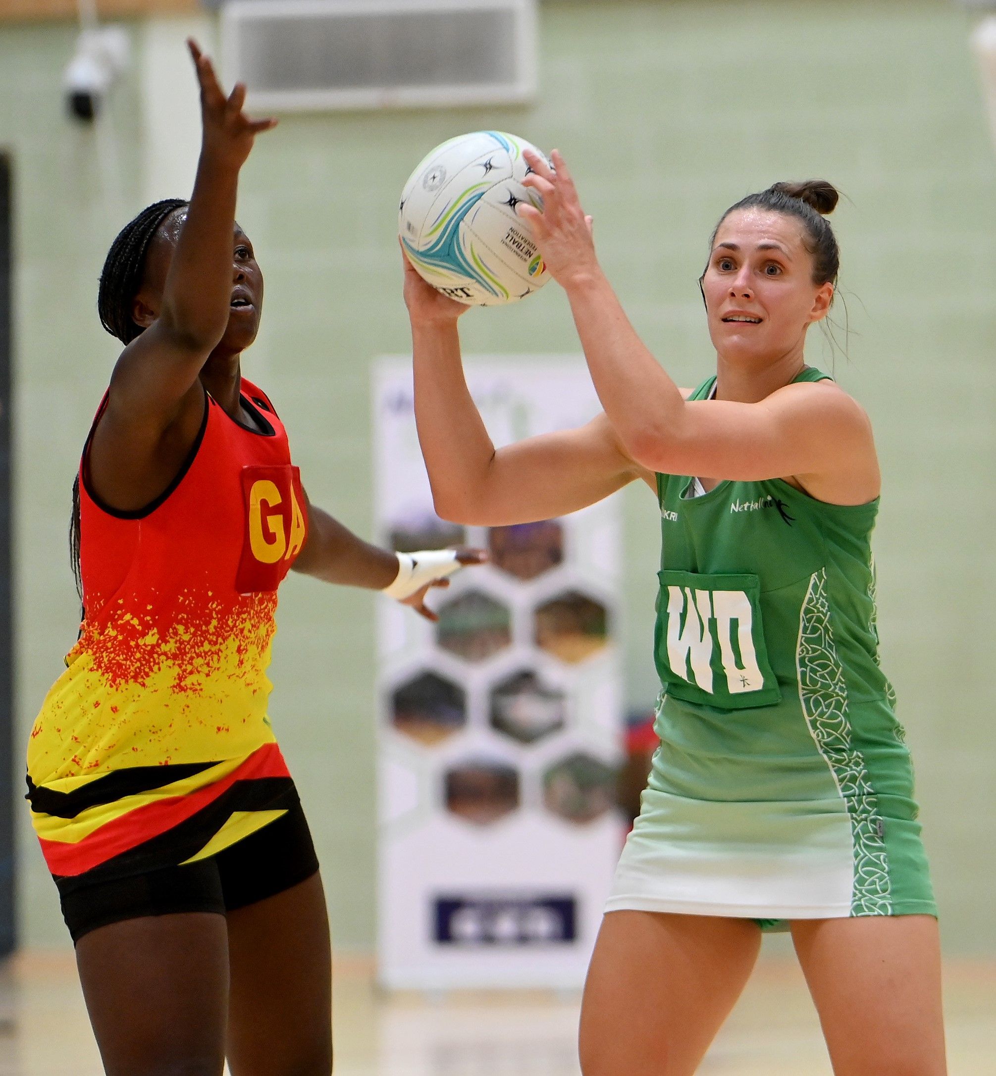 Surrey Storm defender Niamh Cooper in action during NI\'s defeat to Uganda in last Thursday\'s friendly in Newtownards