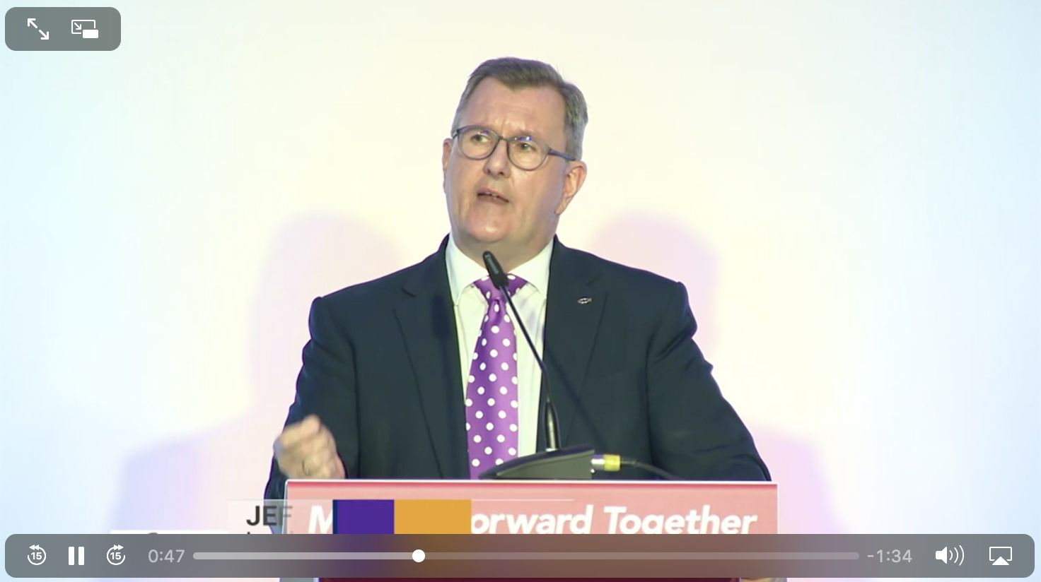 SPEECH: Jeffrey Donaldson laid out an uncompromising message at the DUP party conference 