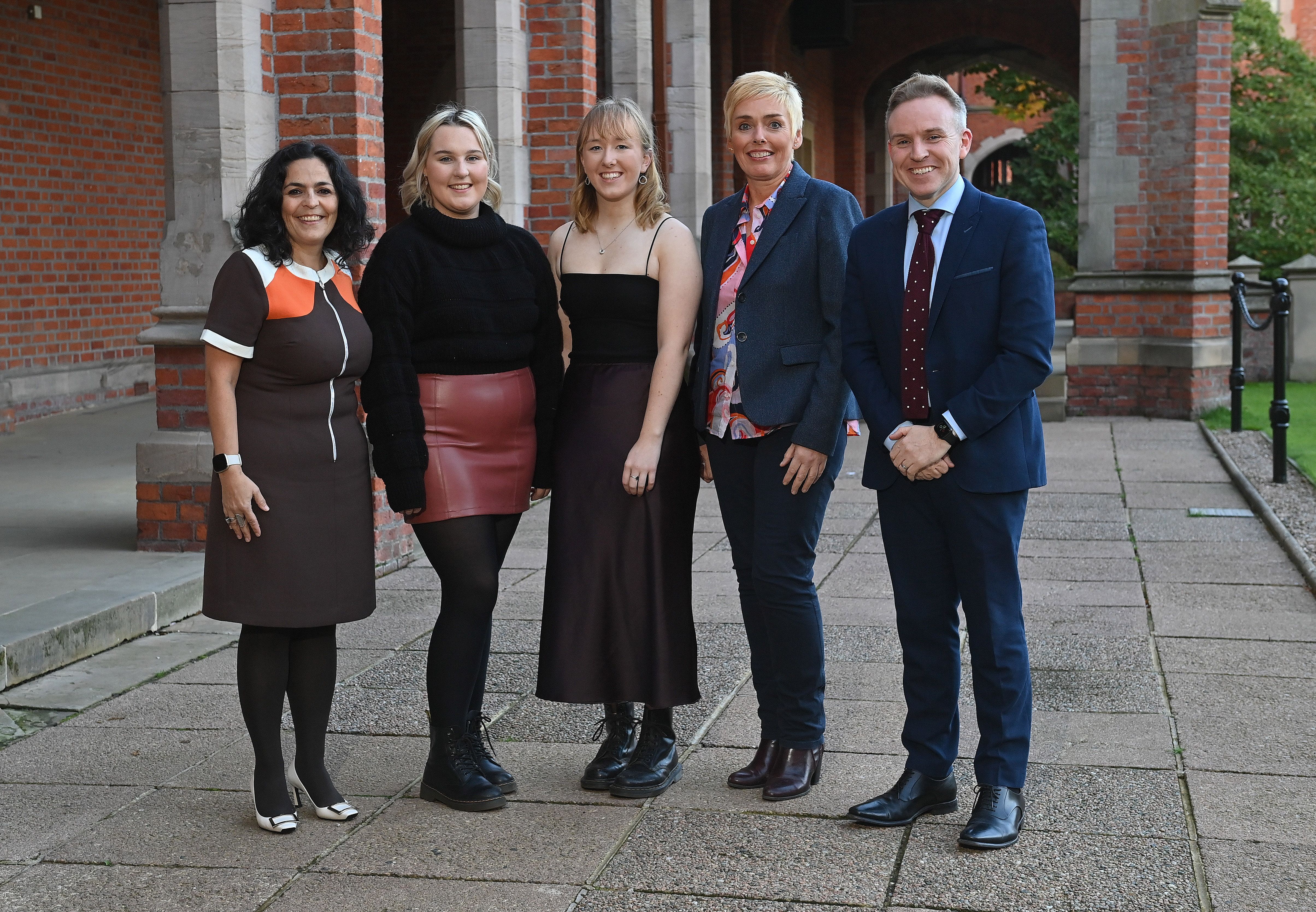 At the launch of the new Ianguage residential scheme at QUB were Dr Véronique Altglas, Tiarna Ní Néill , Liadán NicCormaic, Professor Margaret Topping, Pro-Vice-Chancellor and Ryan Feeney