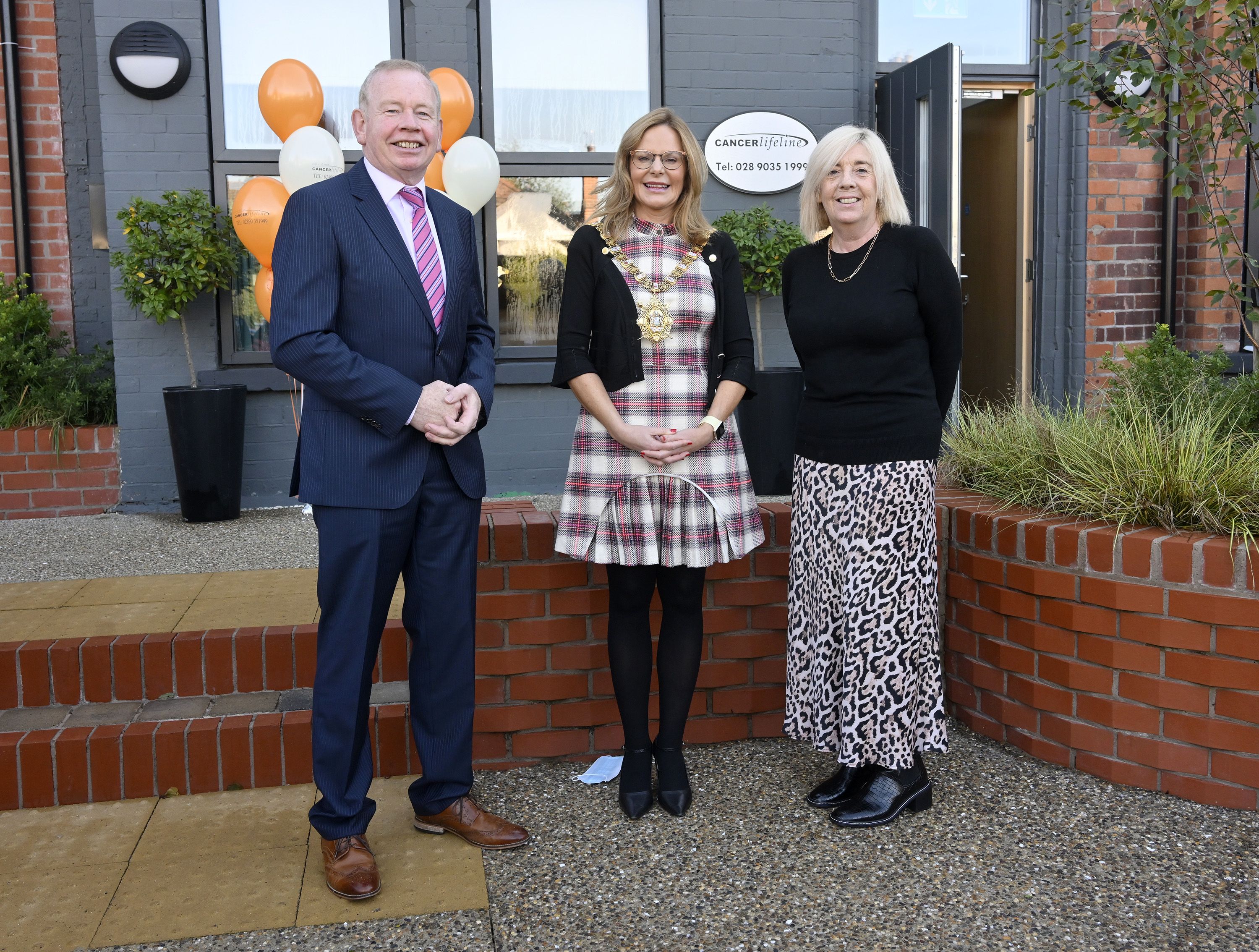 VISIT: Patrick Anderson (Department for Communities), Belfast Lord Mayor Councillor Christina Black and Bernadette Montgomery MBE from Cancer Lifeline 