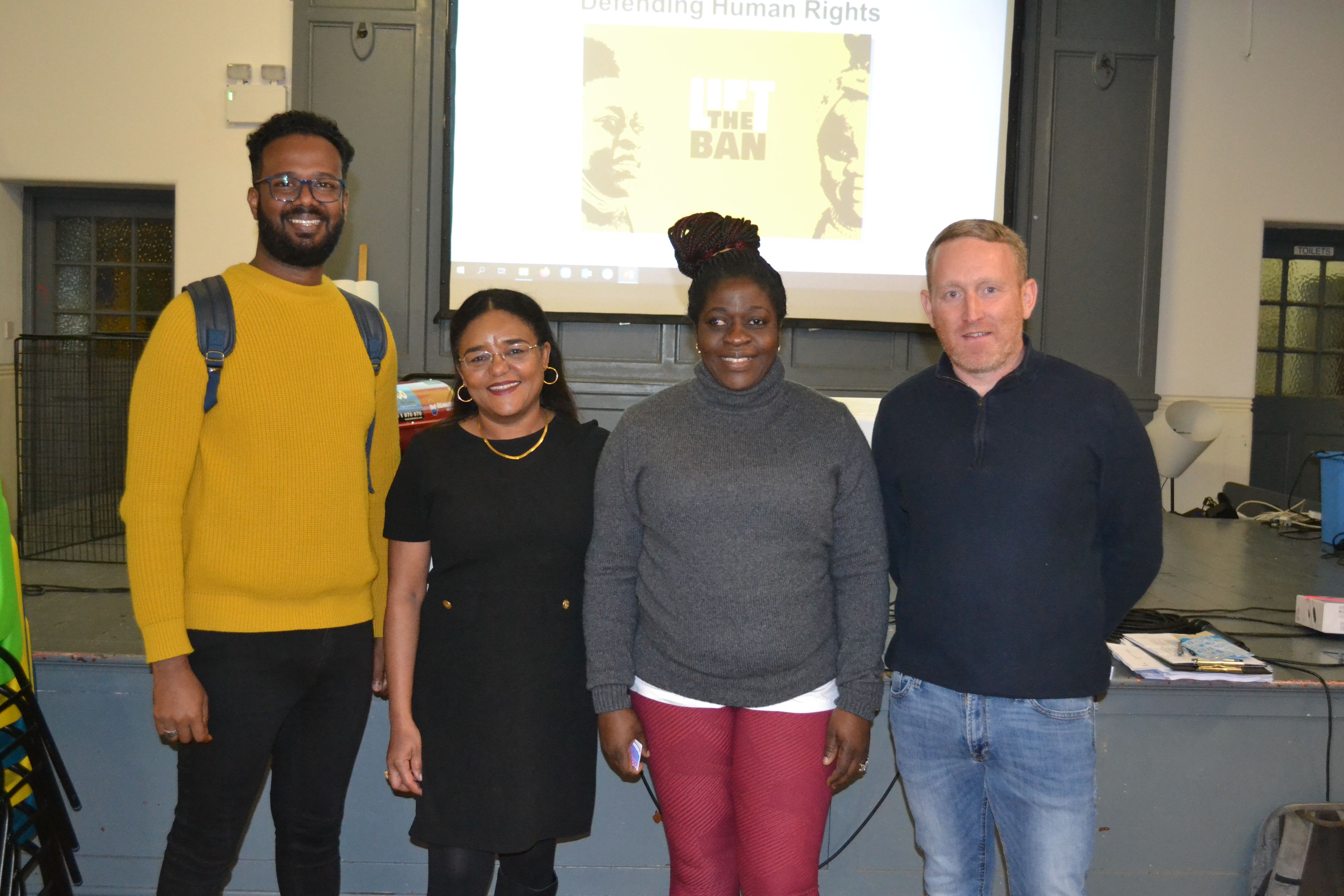 REVEALING: Spokespersons from Participation and the Practice of Rights the Kind Economy initiative spoke during the launch. (L-R) Mohammad Osman, Twasul Mohammed, Christiana, Seán Mac Bradaigh.