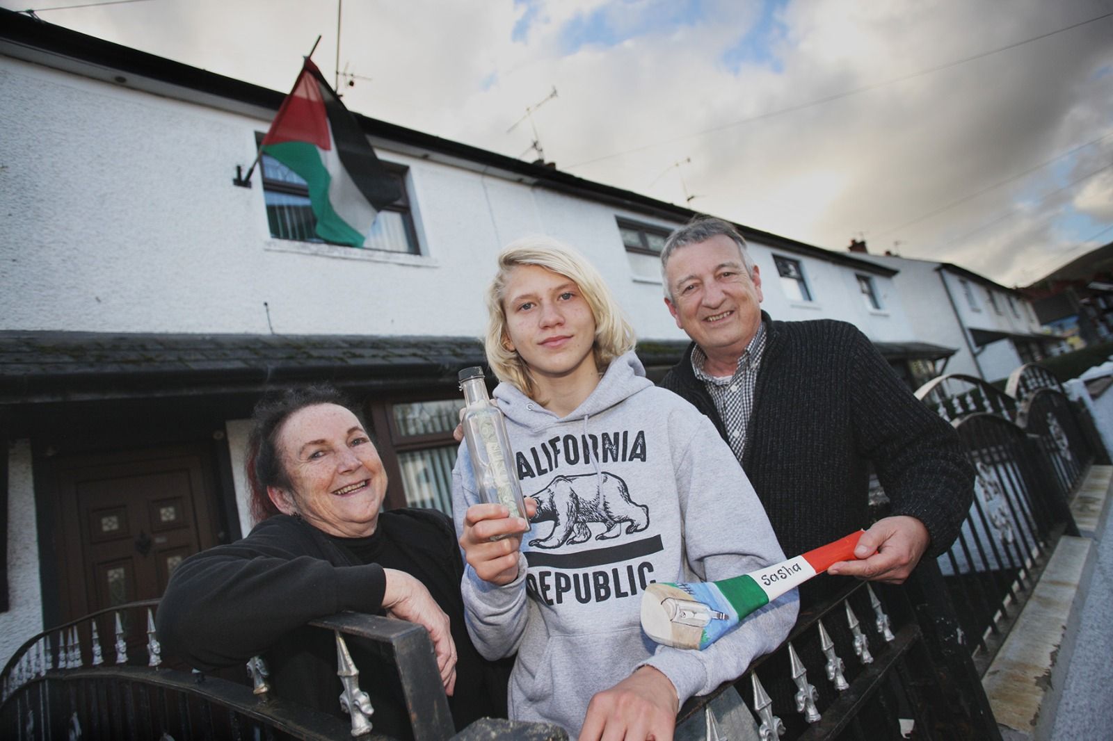 REUNITED: Sasha Yonyak with Rita and Ciaran outside their St James\' home