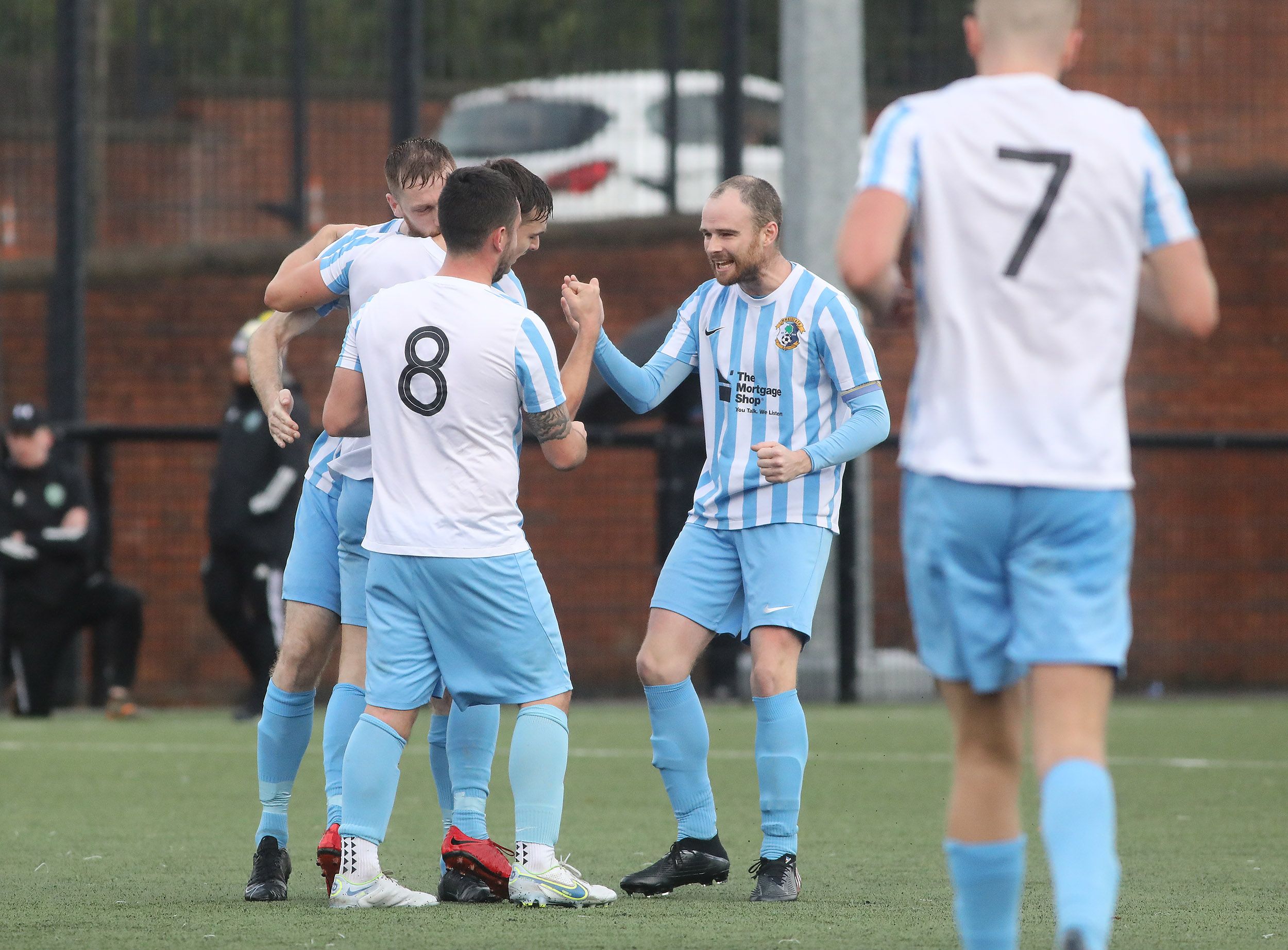 Logan Brady takes the acclaim after opening the scoring at Grosvenor on Saturday 