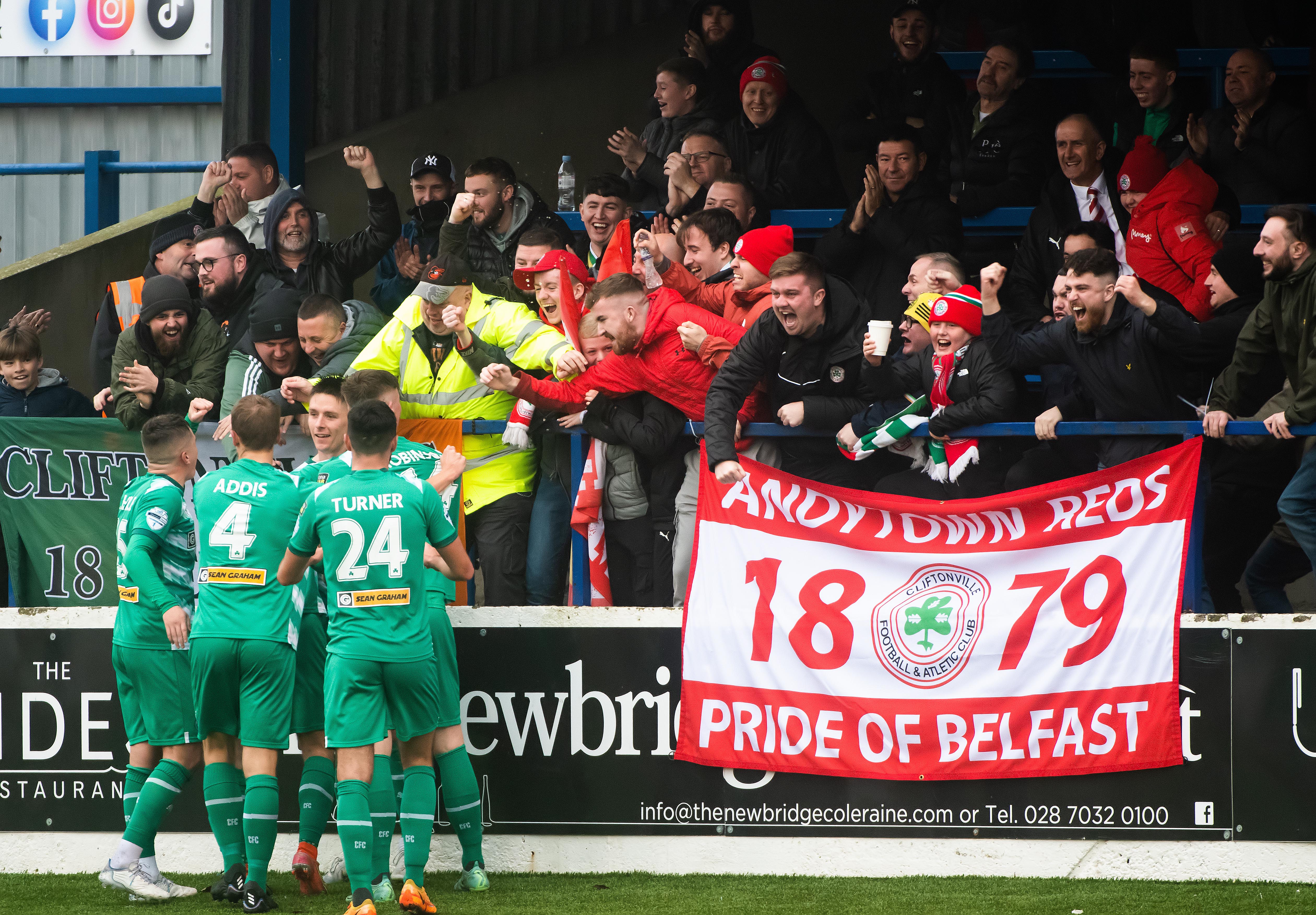 Ryan Curran celebrates finding the net 