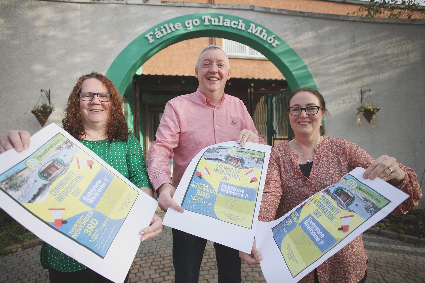ADVICE: Councillor Áine McCabe, Michael George and Deidre McVeigh of Upper Andersonstown Community Forum 