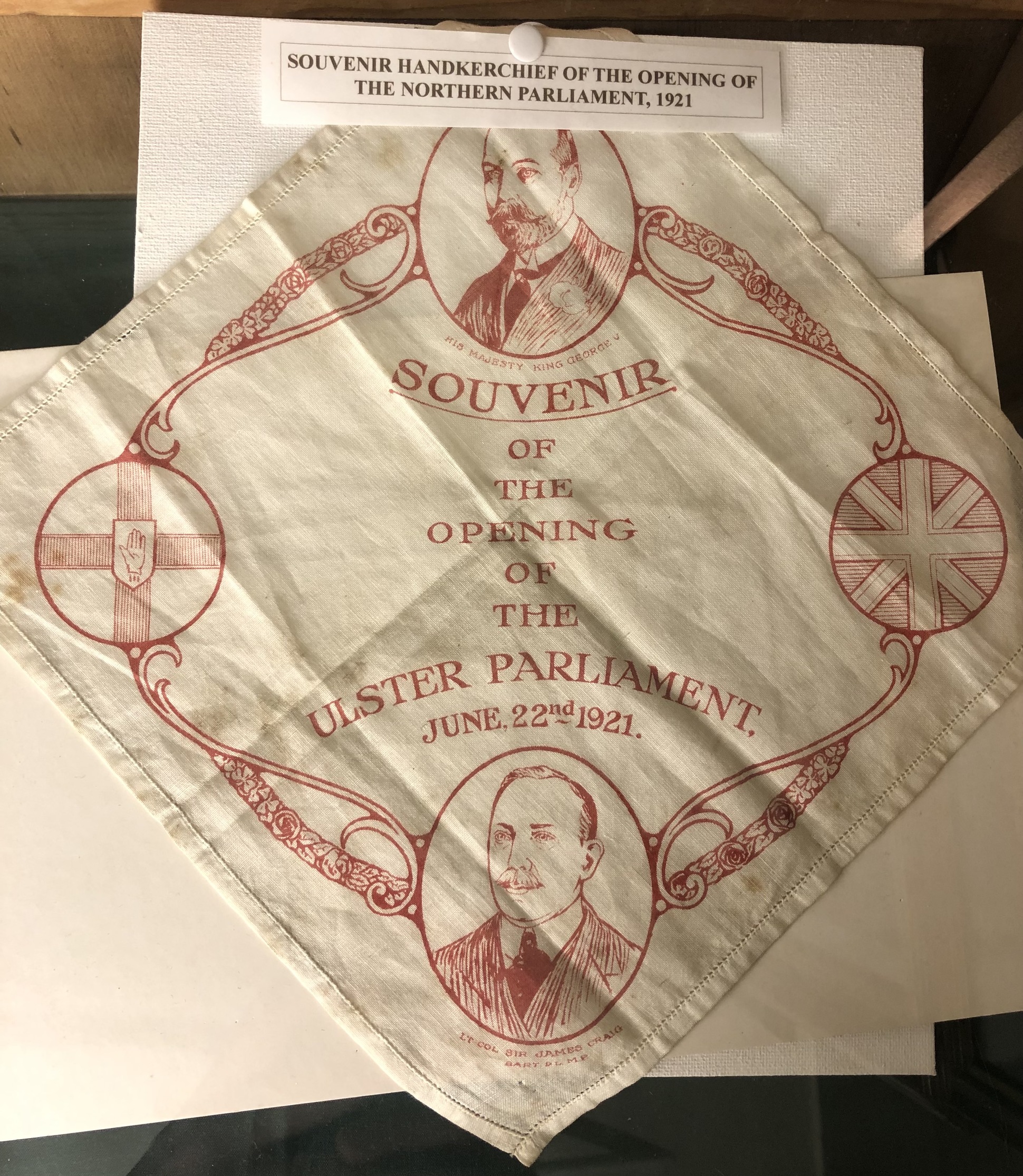 PARLIAMENT: A Commemorative napkin to mark the opening of the NI parliament in June 1921.