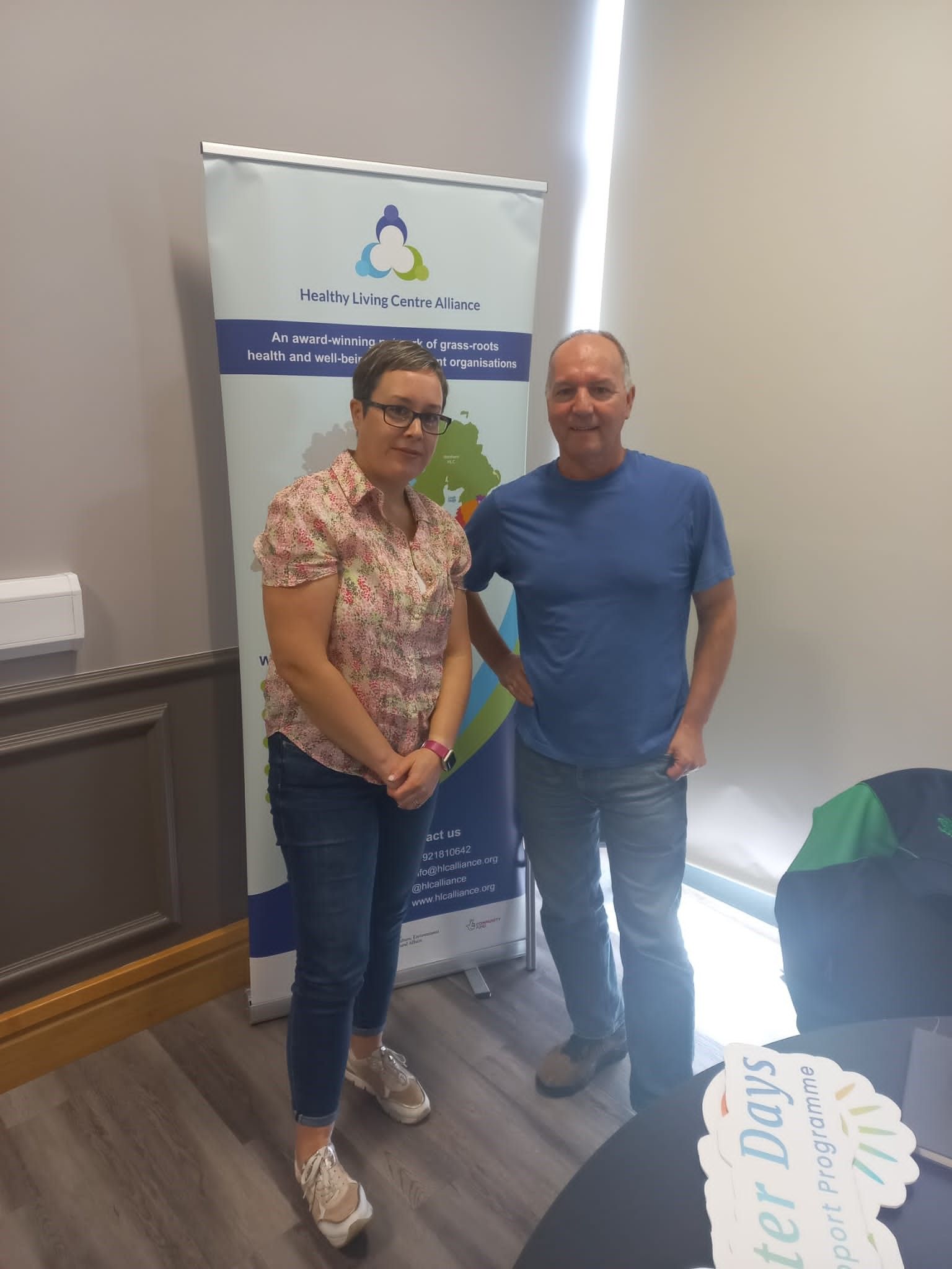 PARTNERSHIP: Karen Hall, Head of Northern Ireland at Mental Health Foundation, and Tony Doherty, Director of Healthy Living Centres Alliance