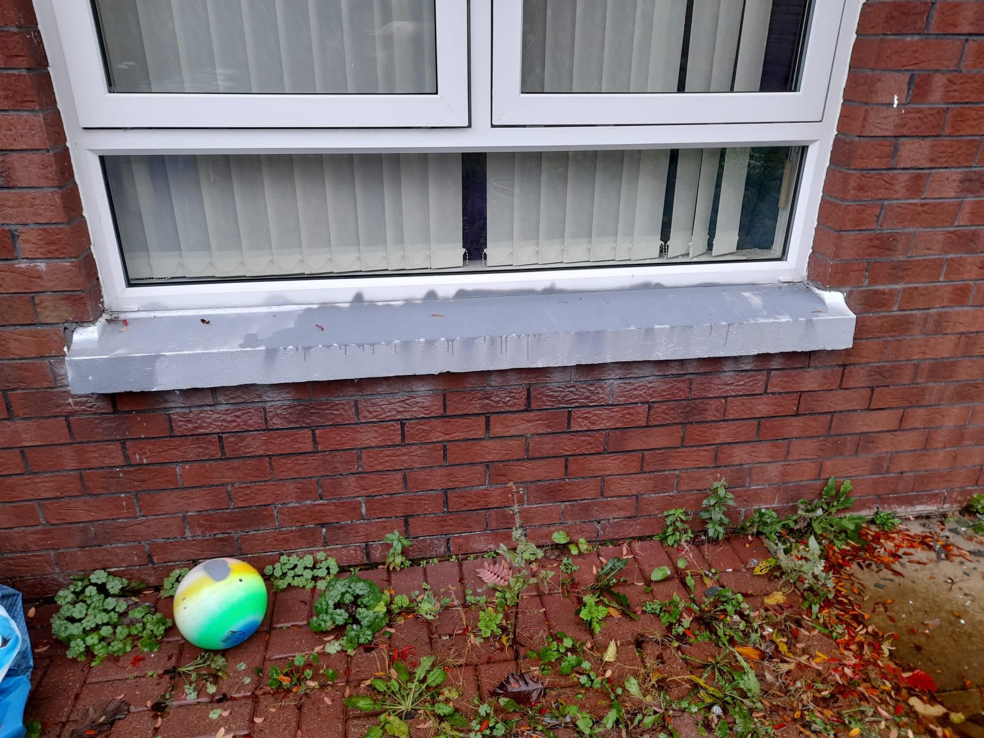 Spray paint along the windowframe of the pensioners home.