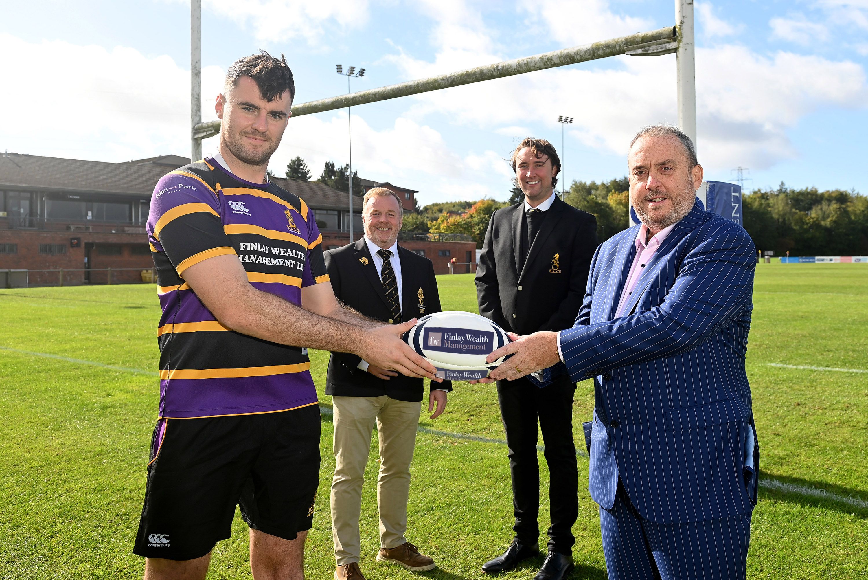 Pictured are (l-r) Eoghan Murphy, Instonians 1ST XV Captain; Owen Lambert, President, Instonians; Peter Bradley, Chairman, Instonians; and Jonathan Finlay, Managing Director, Finlay Wealth Management.