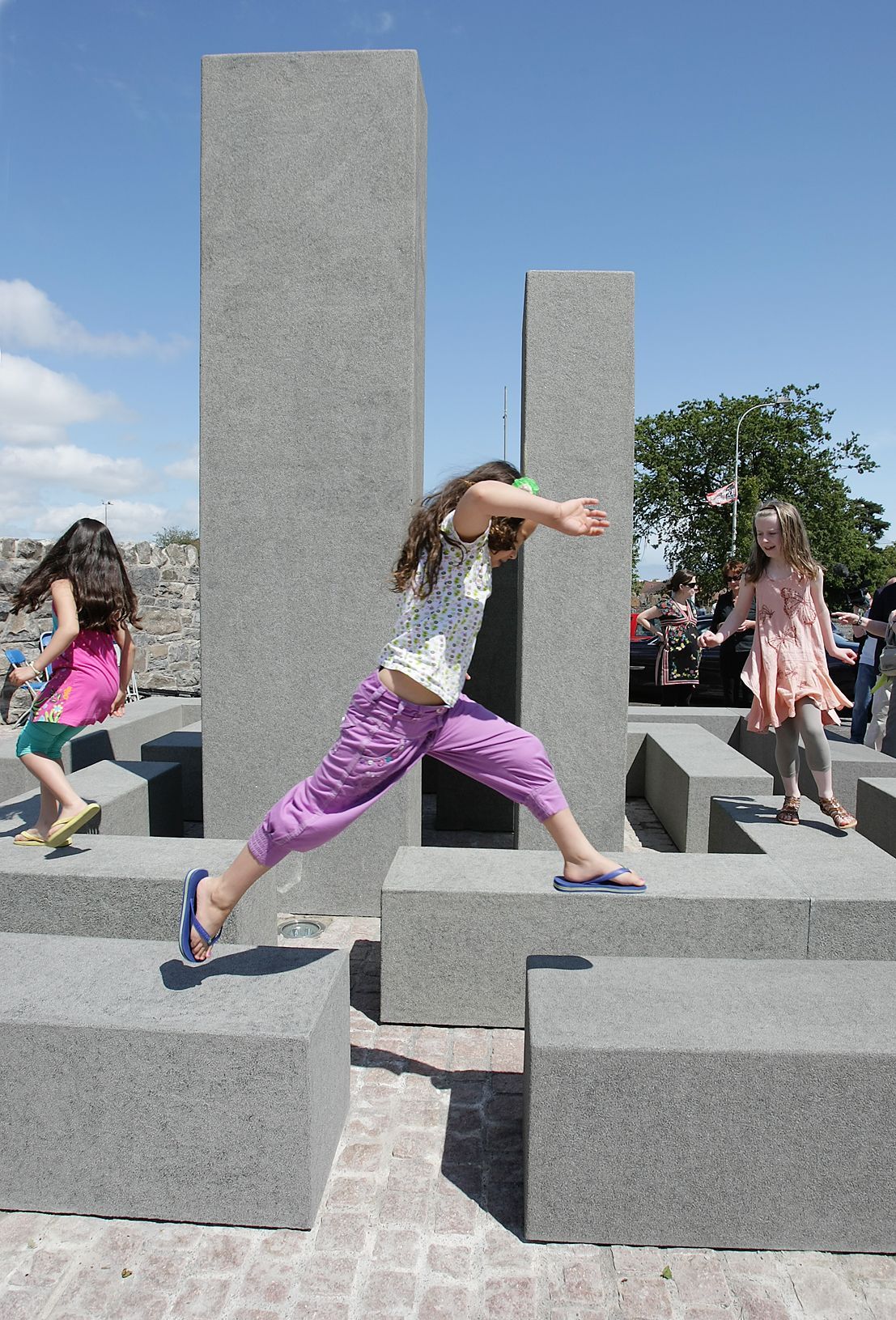 LÉIMIGÍ: Children playing on Teanga-Aisling an Phobail on the day of its unveiling in June 2011