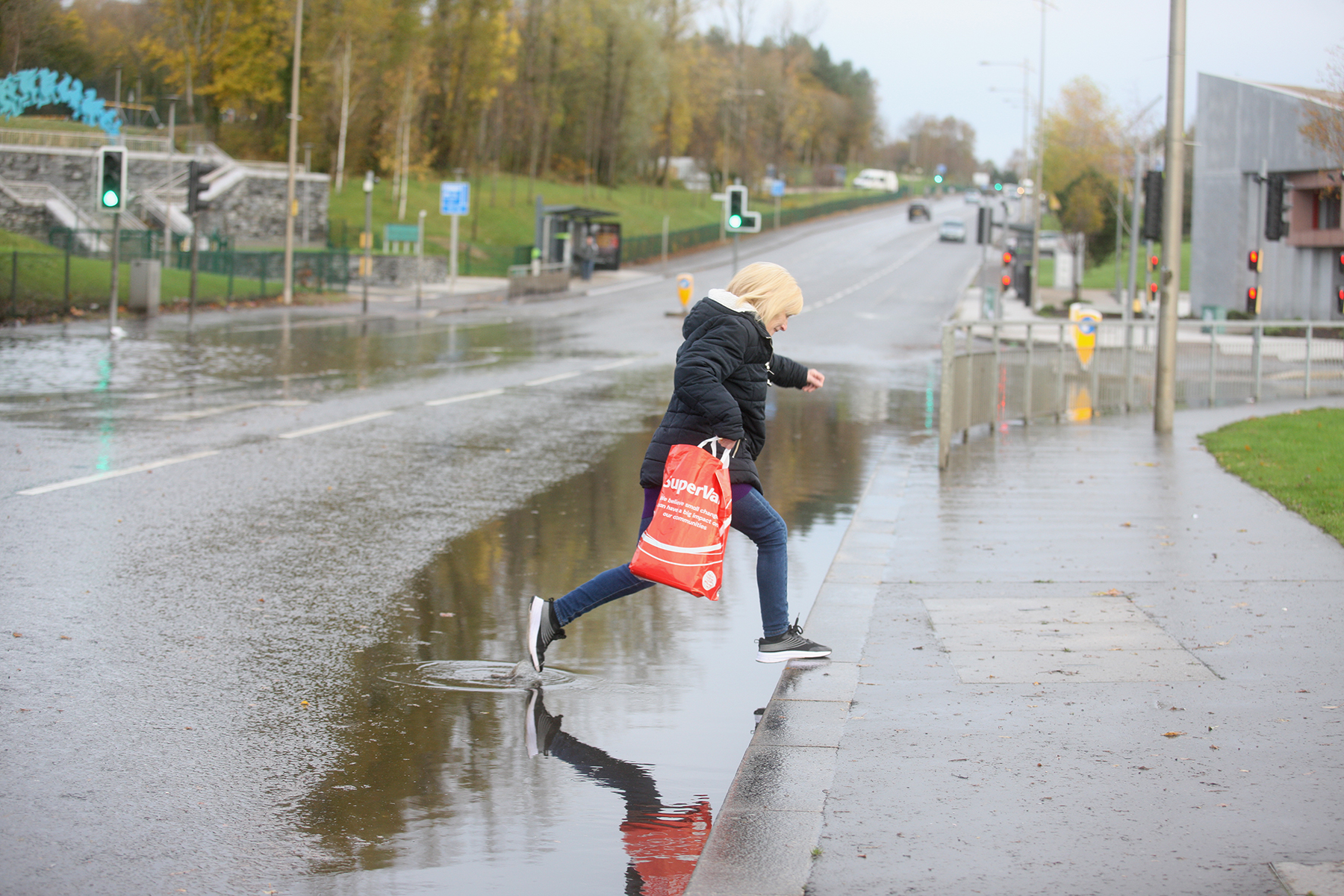 FLOODS: The Stewartstown Road flooded following heavy rain on Monday evening