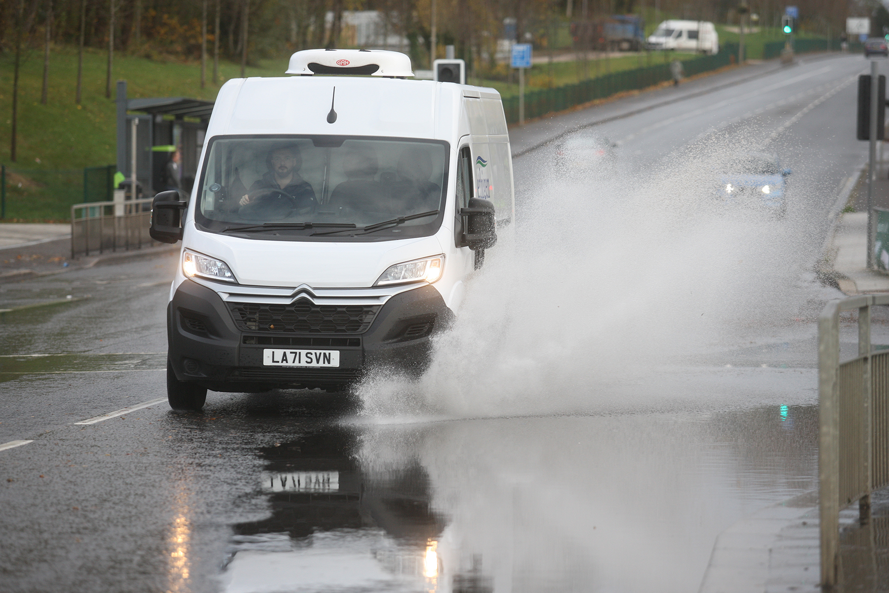 FLOODS: The Stewartstown Road flooded following heavy rain on Monday evening