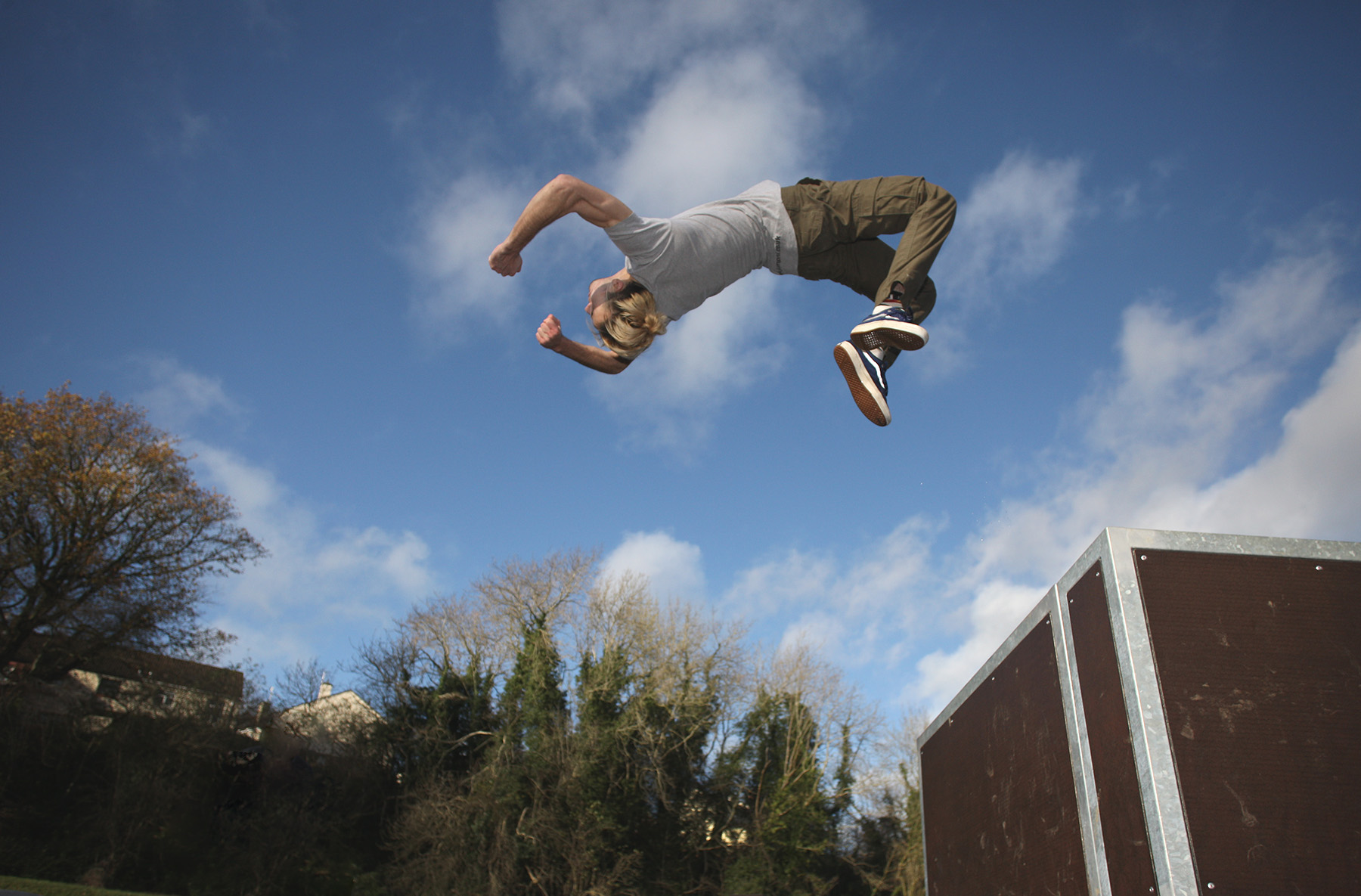 UP IN THE AIR: Young people from Springbank Industrial Estate based The Playground gave a Parkour demonstration 