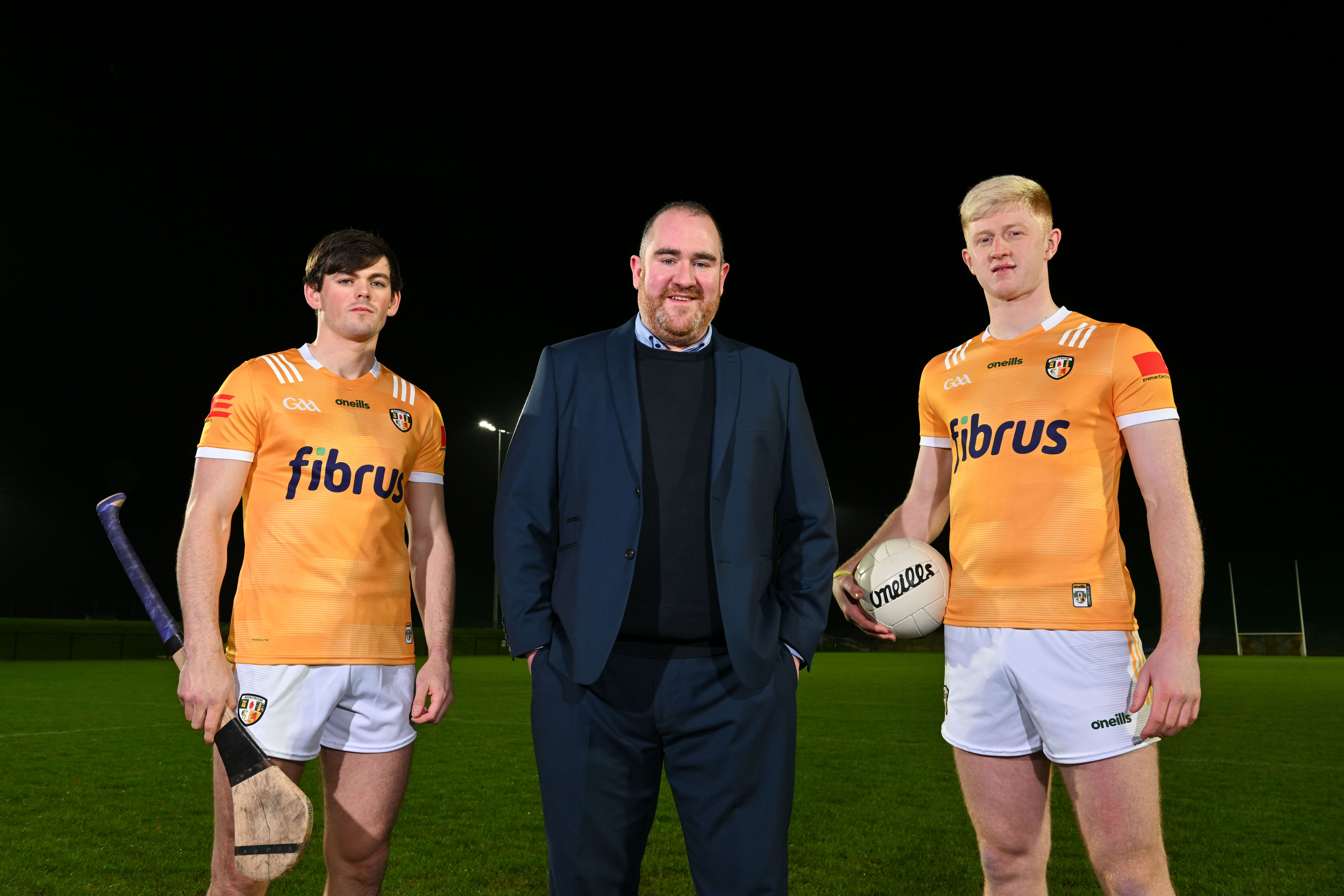 Fibrus has announced a new five-year sponsorship deal with Antrim GAA. The full fibre broadband provider’s chief executive Dominic Kearns (centre) is joined by Antrim GAA’s Gerard Walsh (left) and Pat Shivers (right)