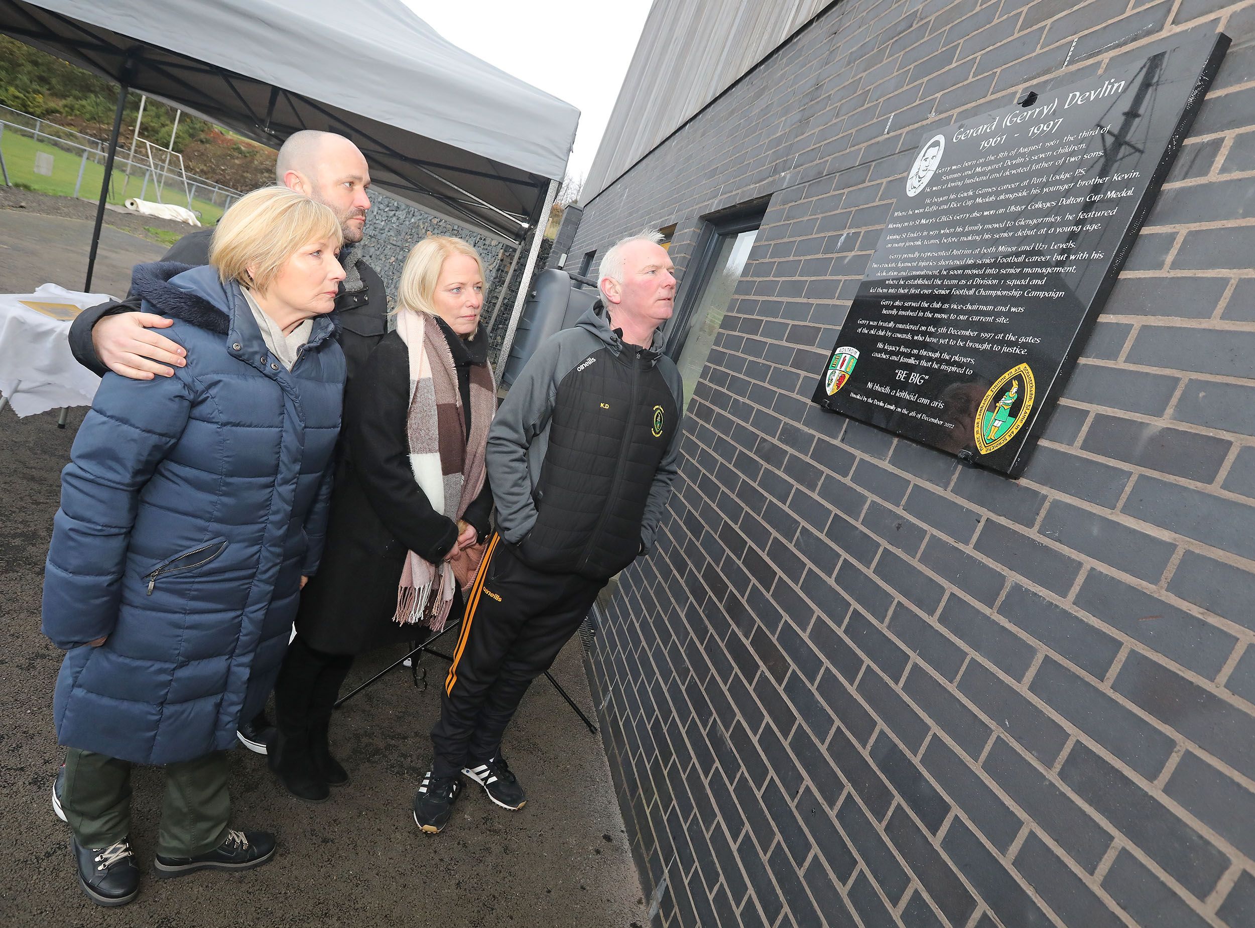 REMEMBERED: Naomh Eanna marked the 25th anniversary of the murder of Gerry Devlin with a plaque unveiled in his memory