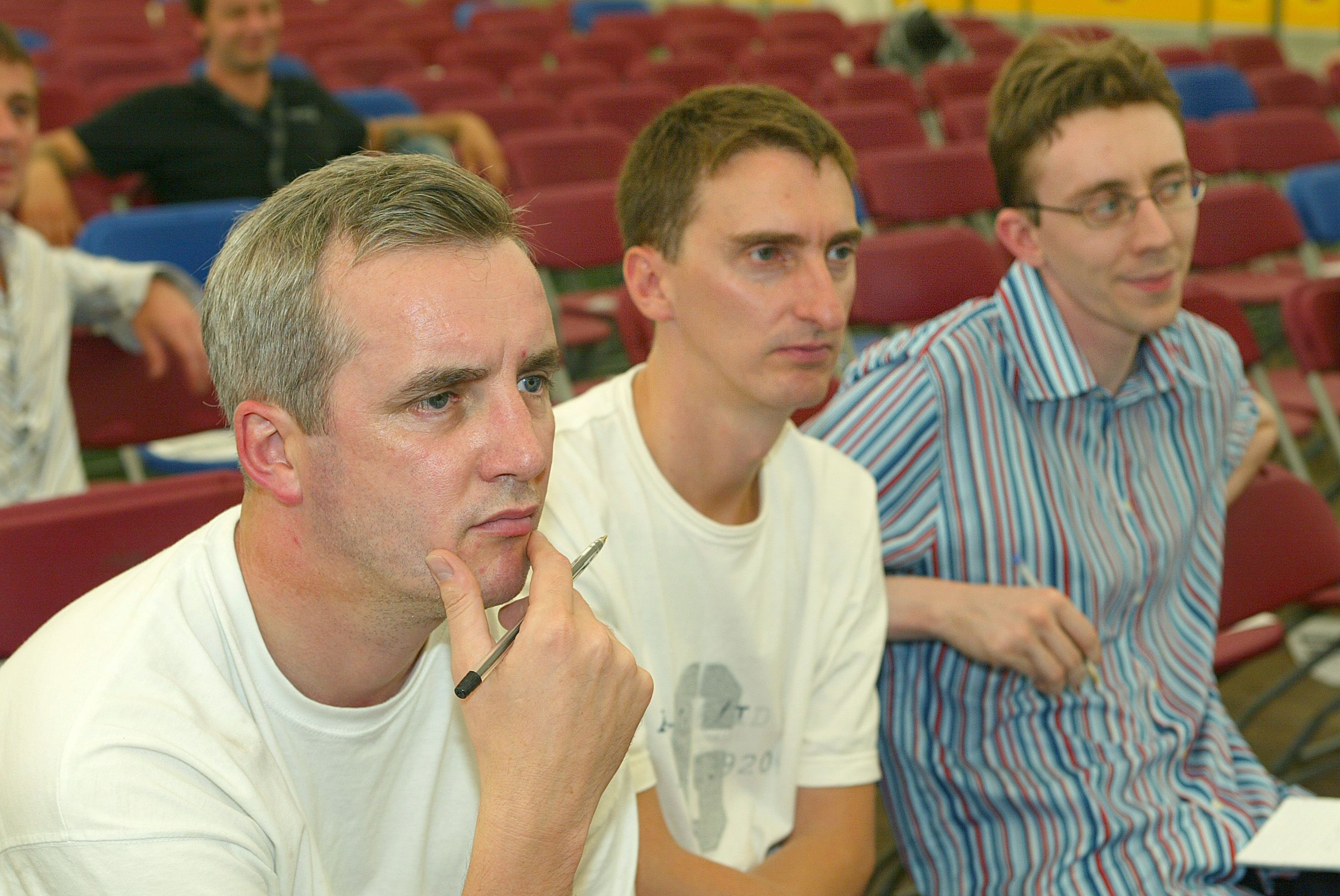 Robin Livingstone at a 2003 press conference with colleagues Gearóid Ó Muilleoir and Ed McCann