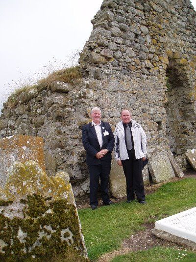 HISTORY: Patrick Greer (R), Chairman of the West Belfast Historical Society on an outing to Ardboe Co Tyrone