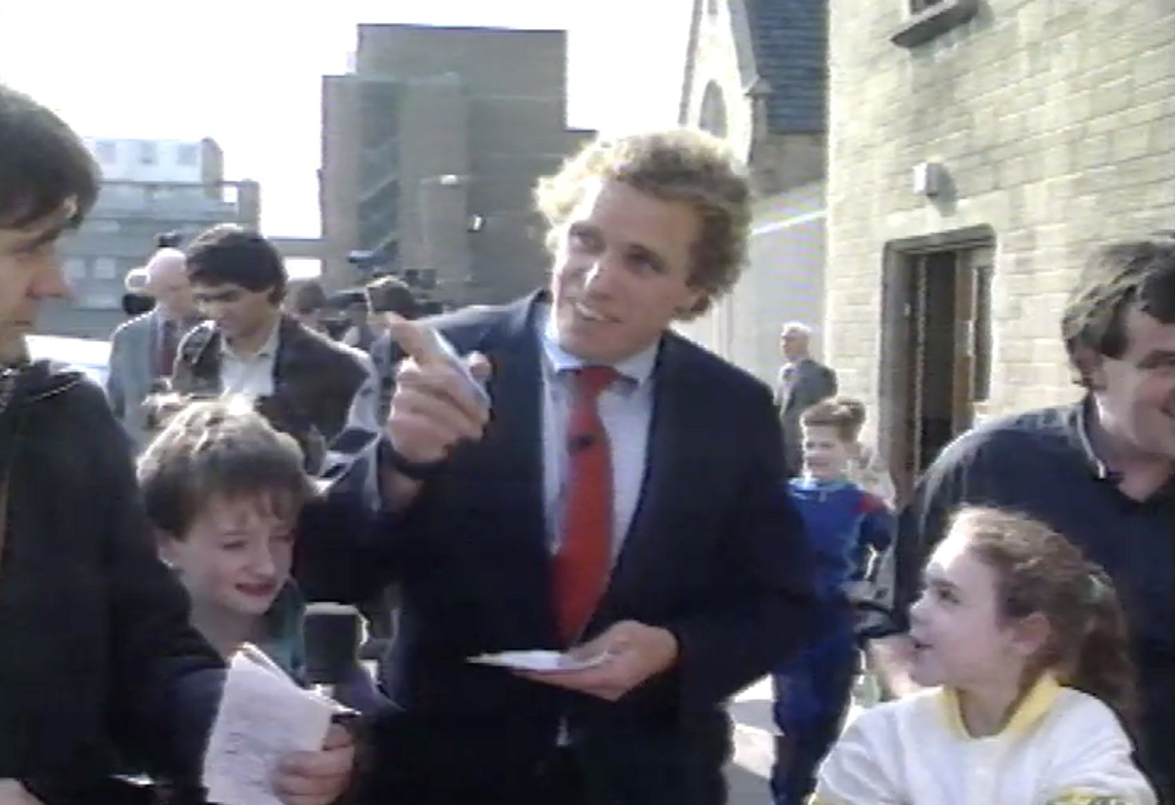 MOBBED: Joe Kennedy signs autographs in Divis in April 1988 