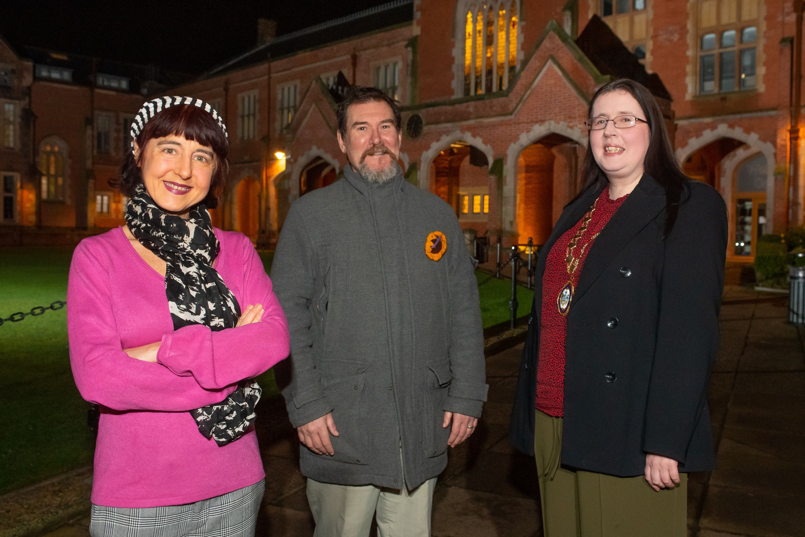 PLANET ART: Artist Lise McGreevy with Professor John Barry and Deputy Lord Mayor Councillor Michelle Kelly at Queen\'s