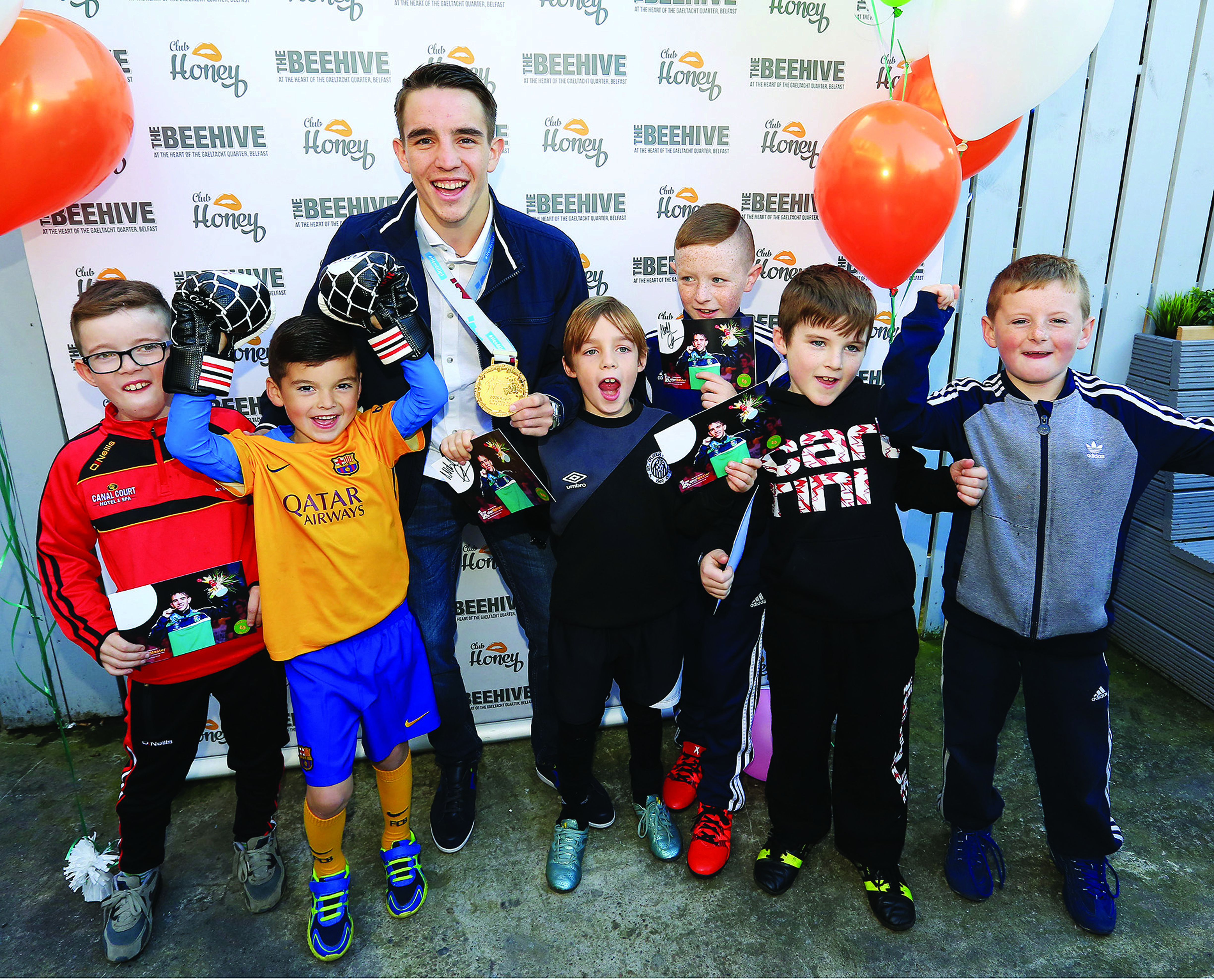 Michael Conlan meets some young fans during a homecoming at The Beehive