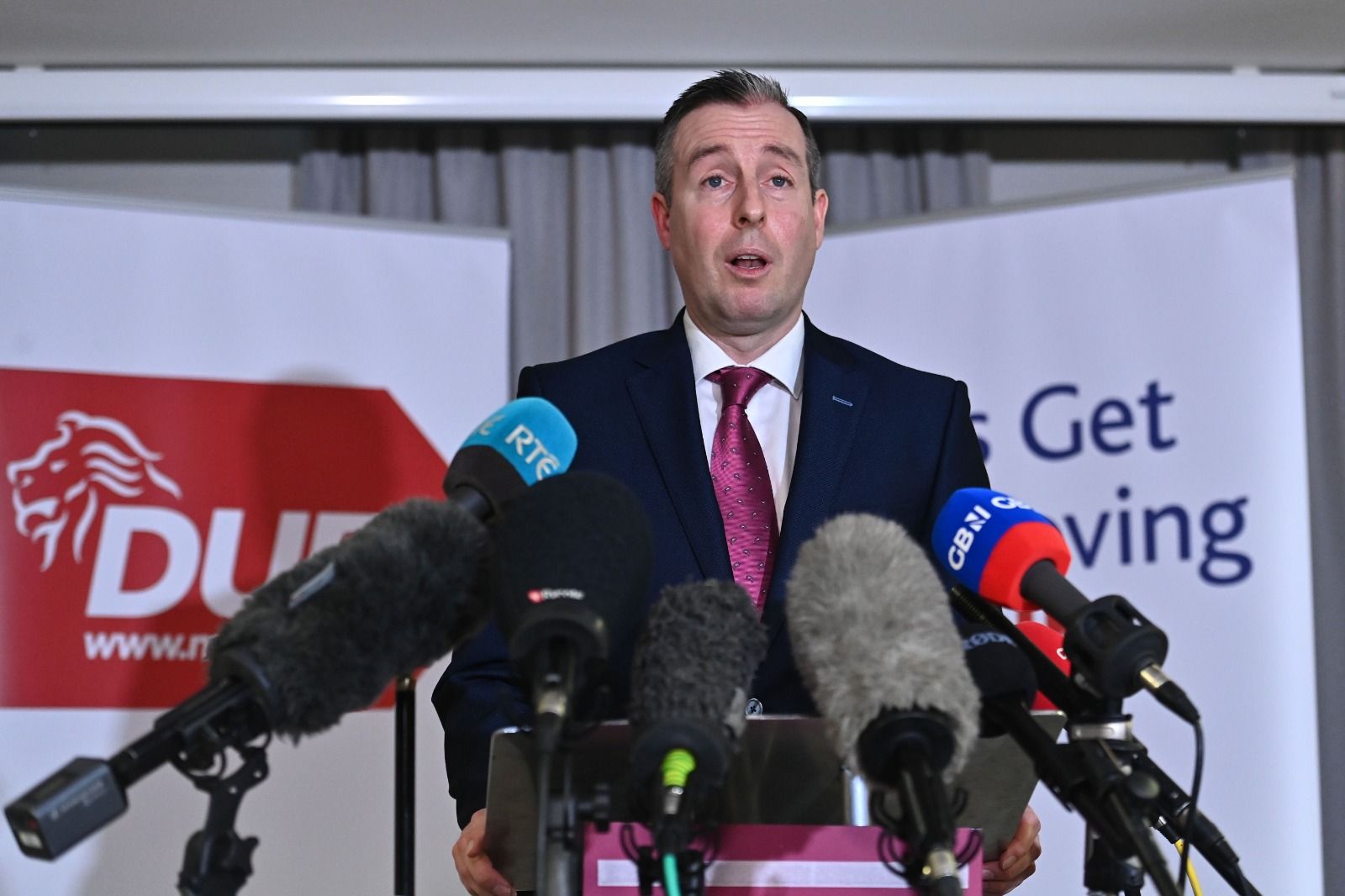 RESIGNATION: DUP First Minister Paul Givan speaking today