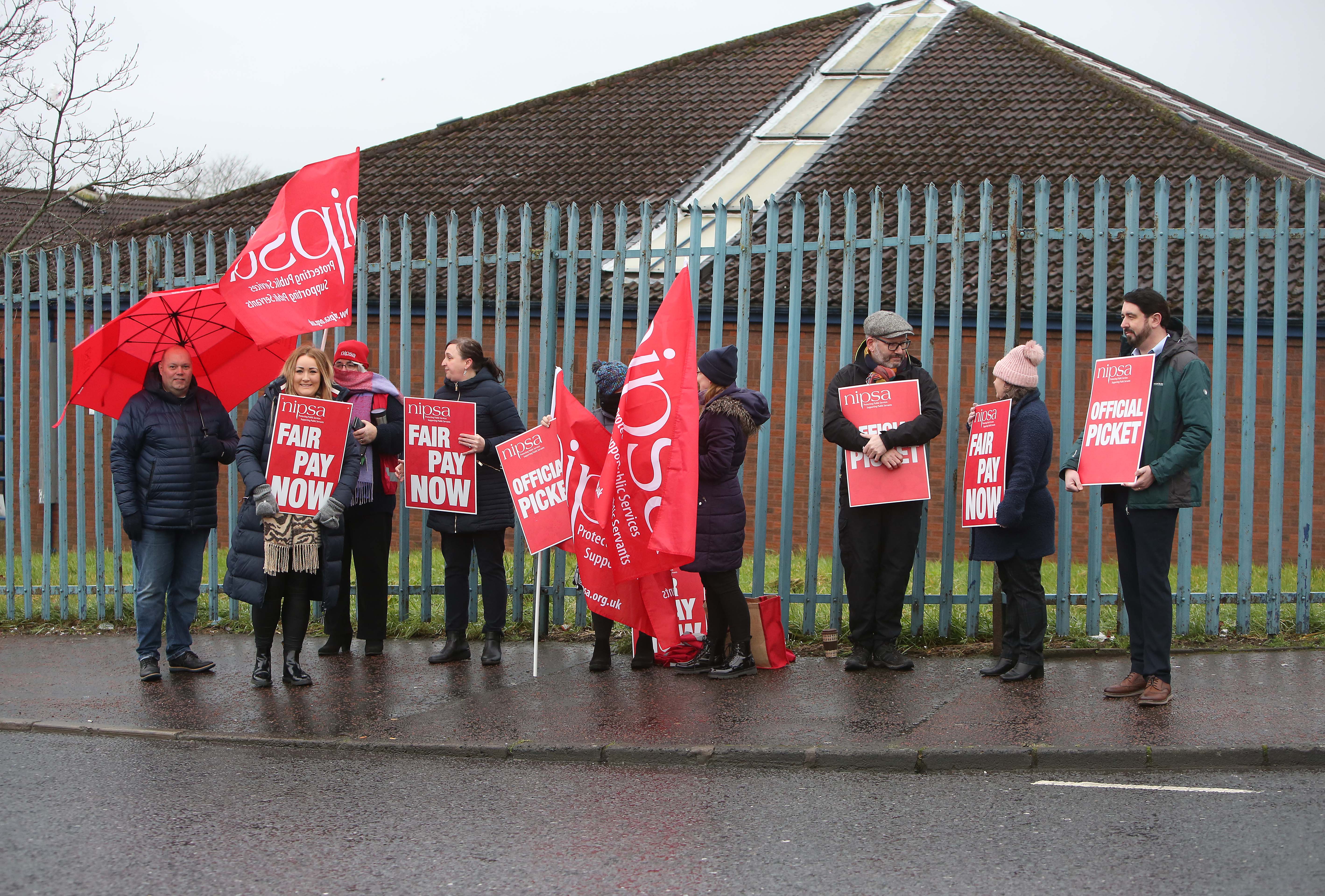 STANDING TOGETHER: Education Welfare Officers held a picket at Whiterock Library on Monday