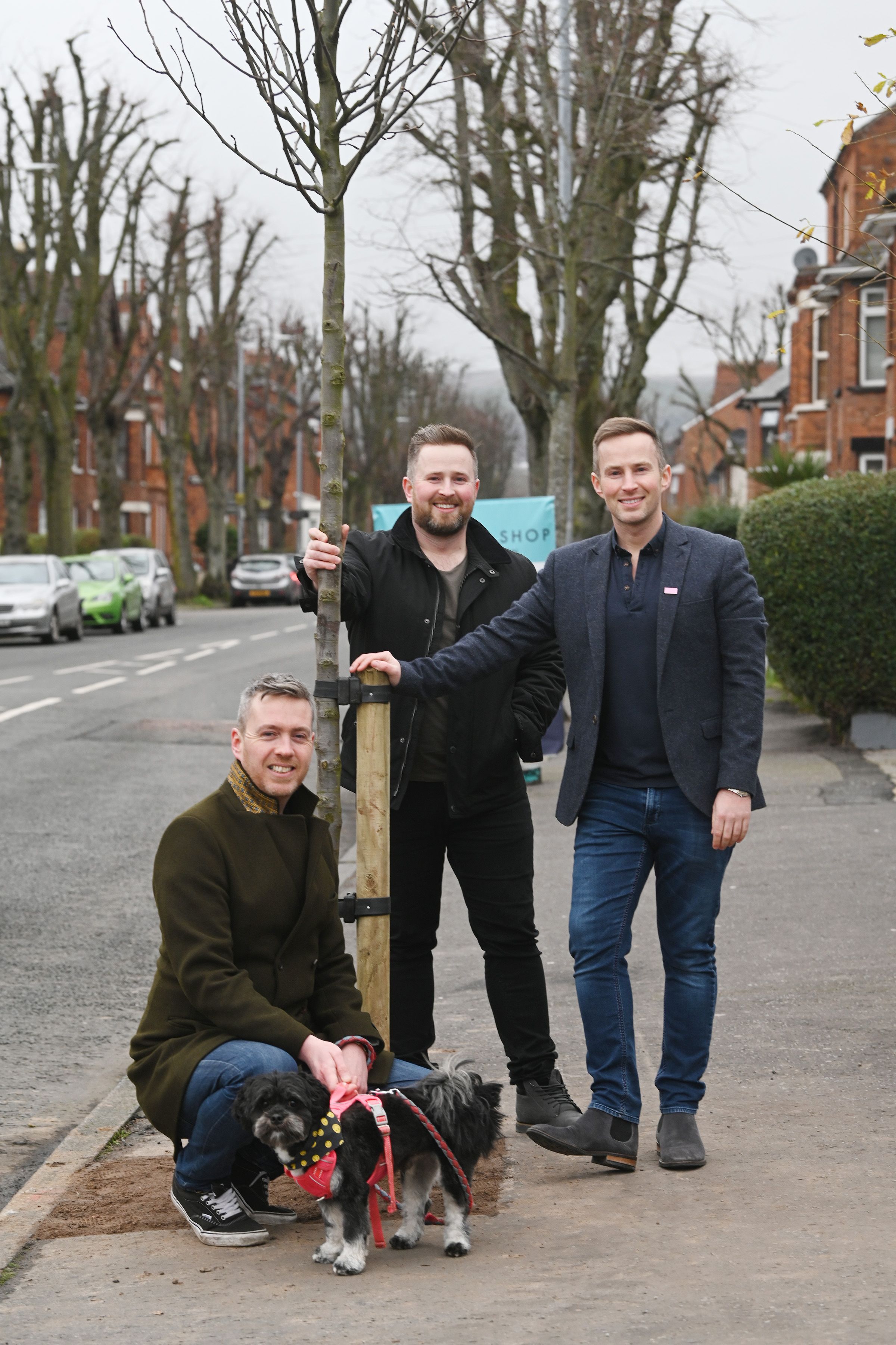 TREE PLANTING: Carl and Nathan Hughes from Restore Glandore Area of Townscape Character with Green Party councillor Mal O\'Hara