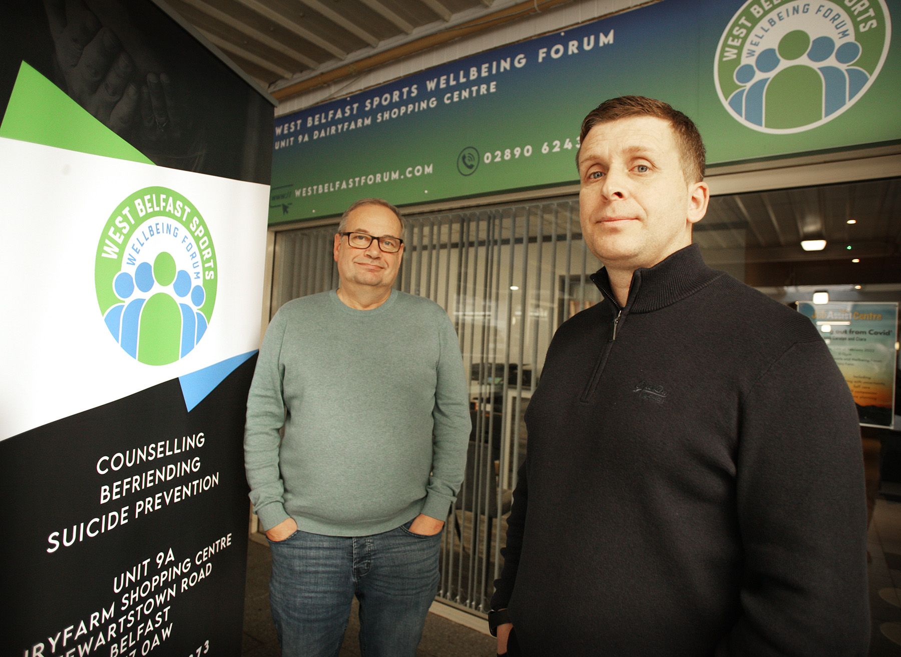 LOOKING TO THE FUTURE: West Belfast Sports Wellbeing Forum Founders Desy Jones and Gerard Mallon at their new premises in the Dairy Farm