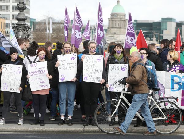 A SHOULDER TO LEAN ON: A Time4Equality protest in Dublin on international Women\'s Day, 8 March 2019