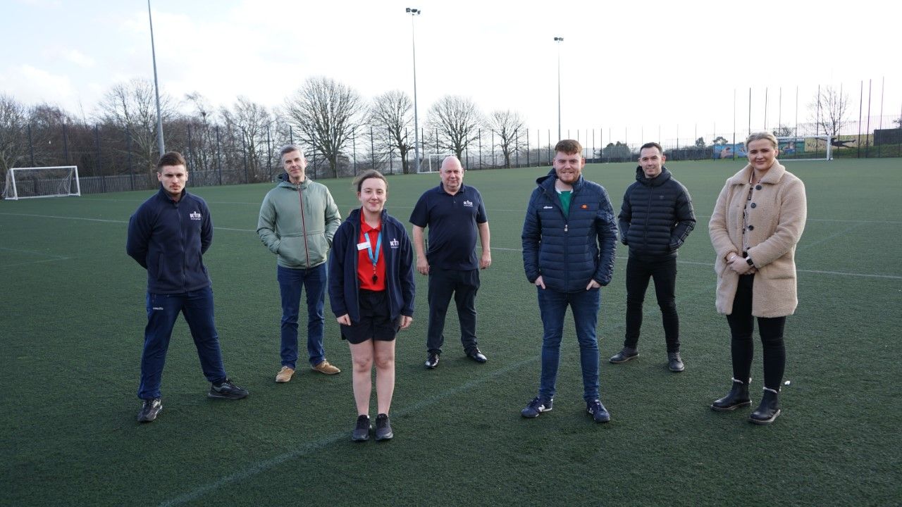 INVESTMENT: The £150,000 upgrade to the football pitch has been welcomed by local MLA Aisling Reilly and Cllr Ronan McLaughlin 