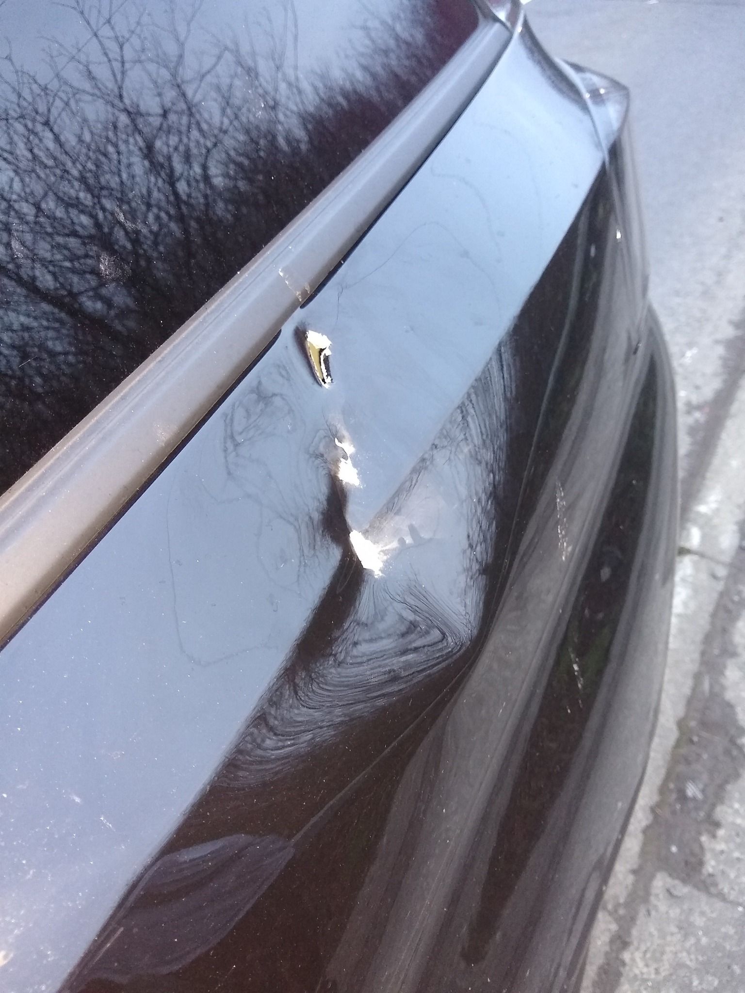 HIT: Damage caused to a car on the Bell Steel Road on Monday