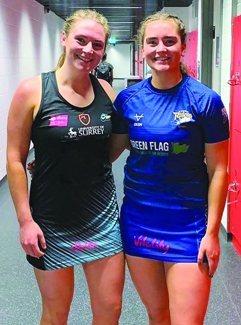 South Belfast siblings Emma (left) and Michelle Magee backstage at the Copper Box when Surrey Storm met Leeds Rhinos last May. They are due to face off again this Saturday when their teams meet again