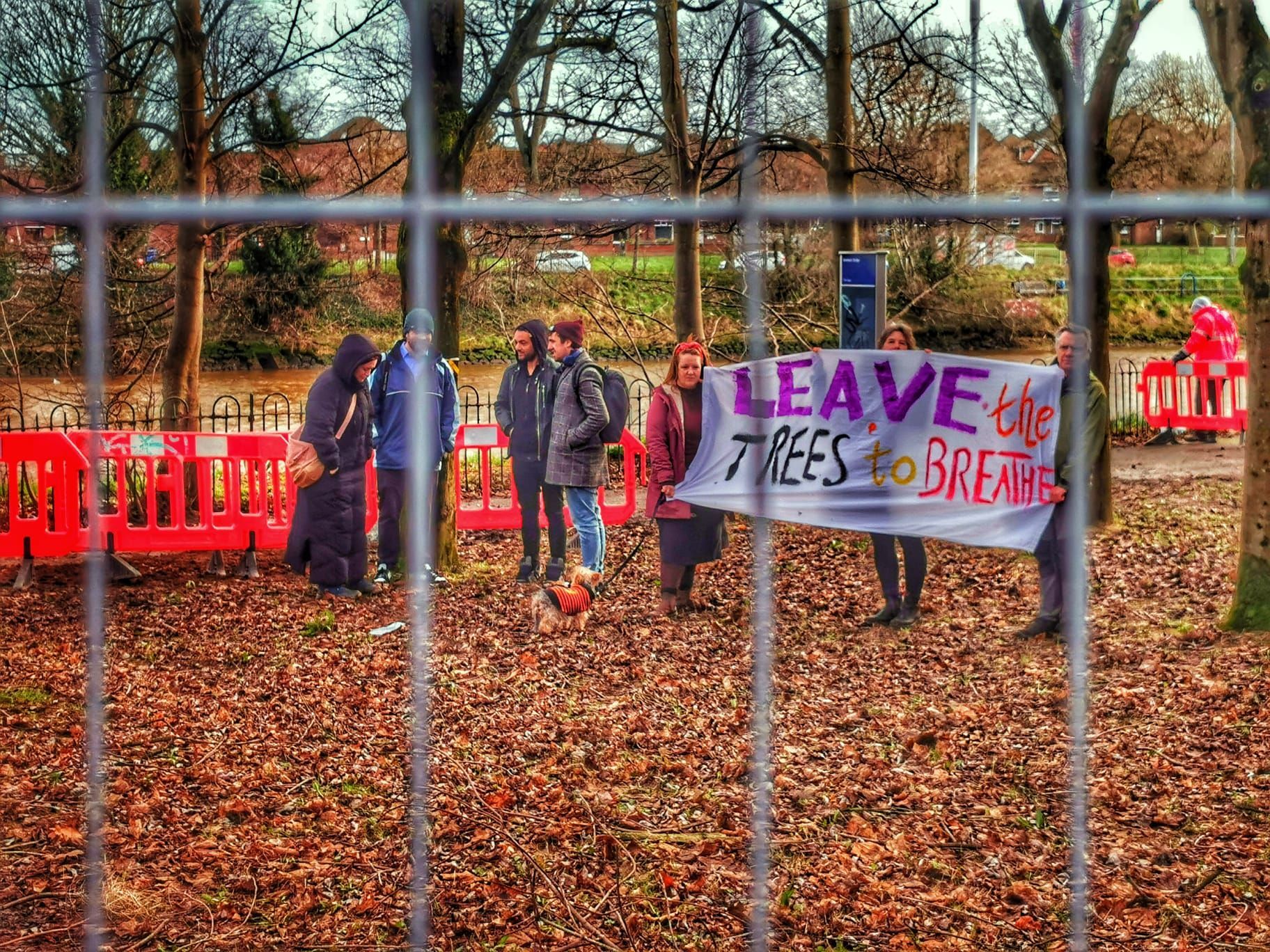 CONCERNS: Residents protesting the removal of trees along the Stranmillis embankment