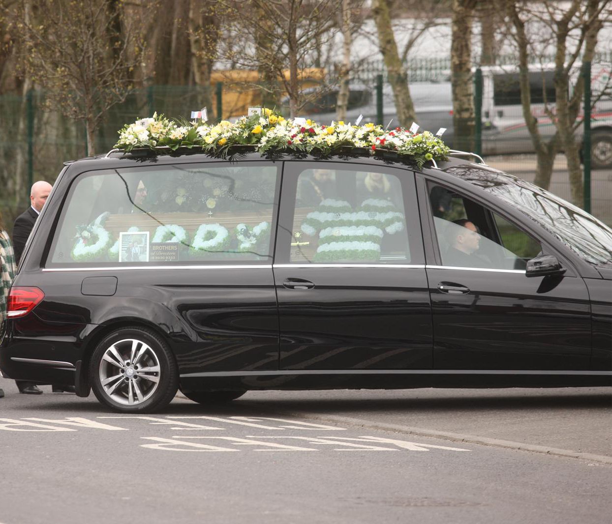 FUNERAL: Family and friends of Jim Crossley gathered at St Michael the Arc Angel Church on Finaghy Road North for his funeral