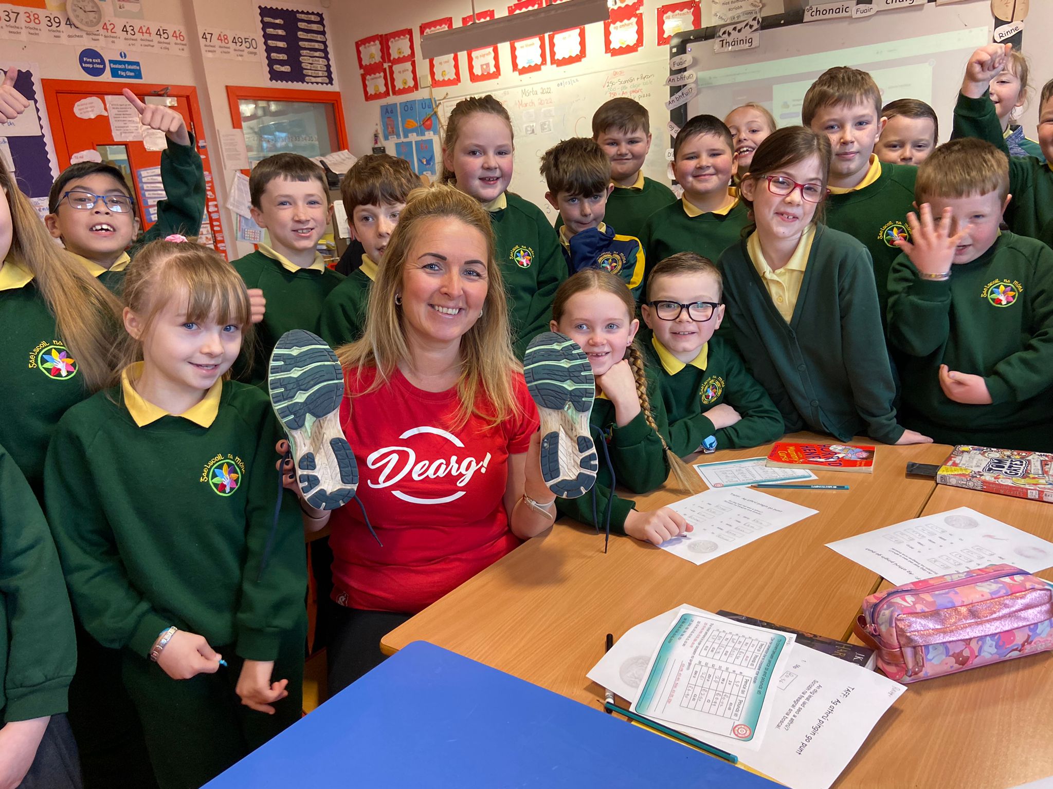 FUNDING: Caoimhe Scullion with her class in Gaelscoil na Móna