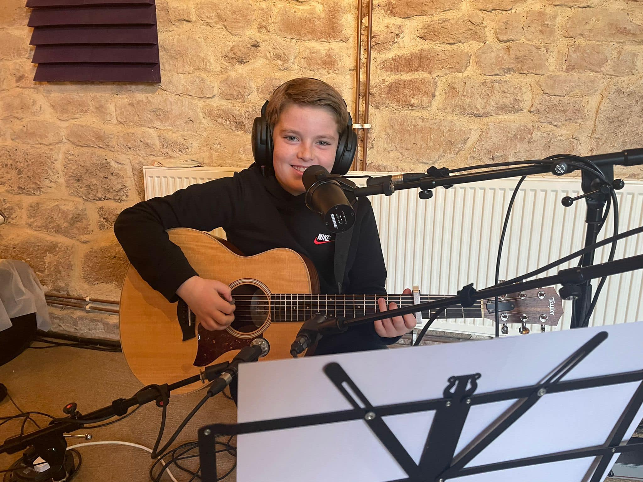 TALENT: Jarlaith Mervyn (11) singing his new song