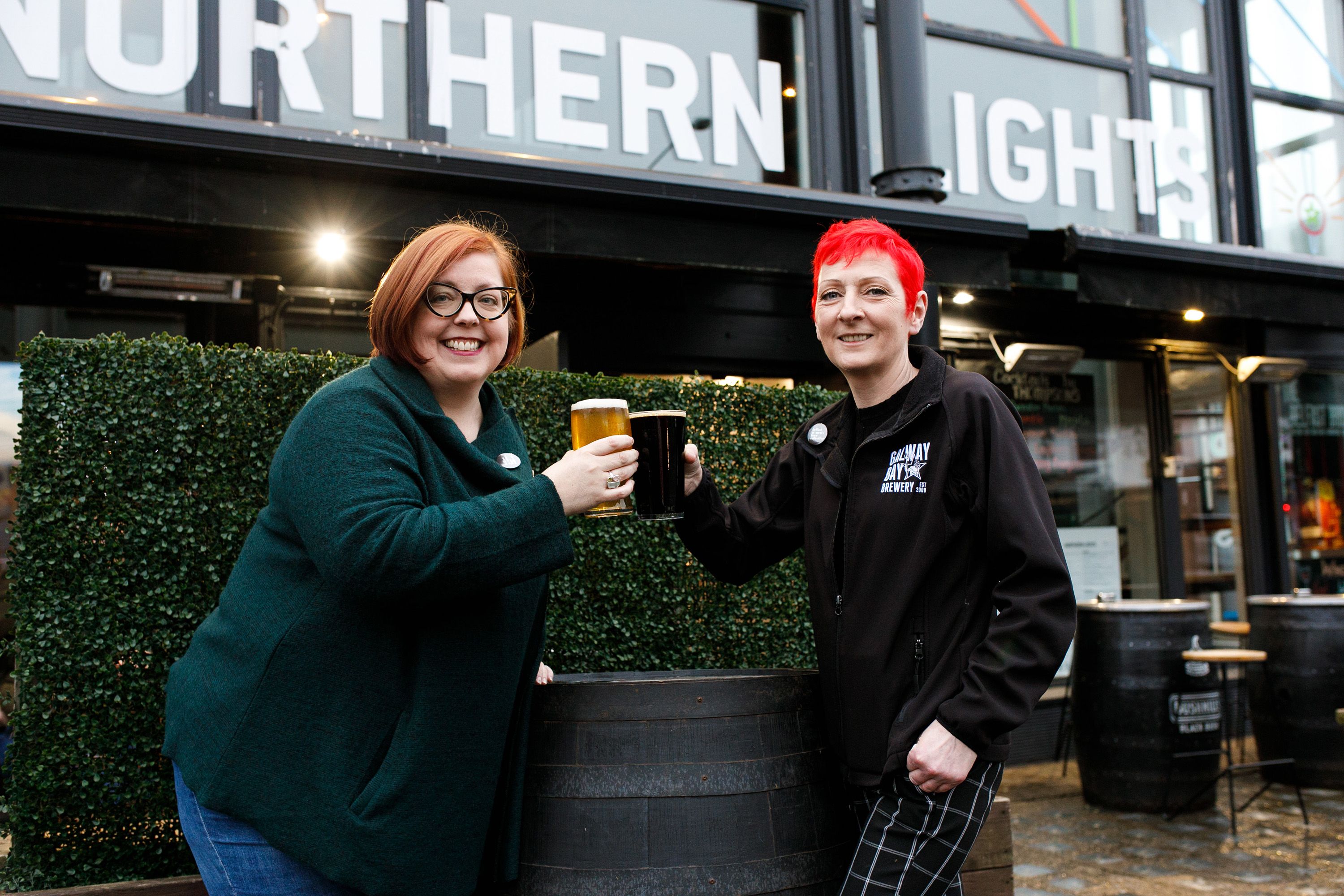 NEW BEER: Jennifer Noble of the Belfast Women’s Beer Collective and Sinead Cashman, Manager of Northern Lights Bar