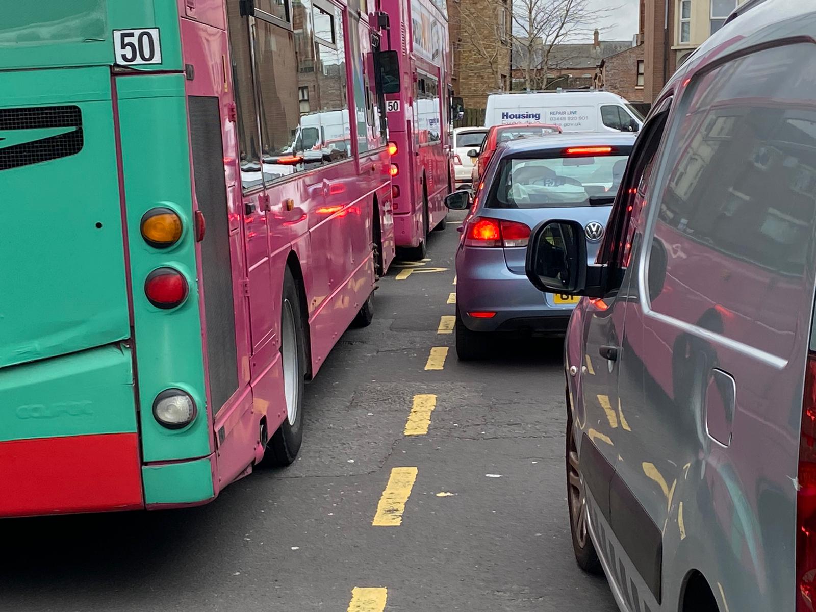 CONGESTION: Buses in Brookvale Avenue last Tuesday afternoon