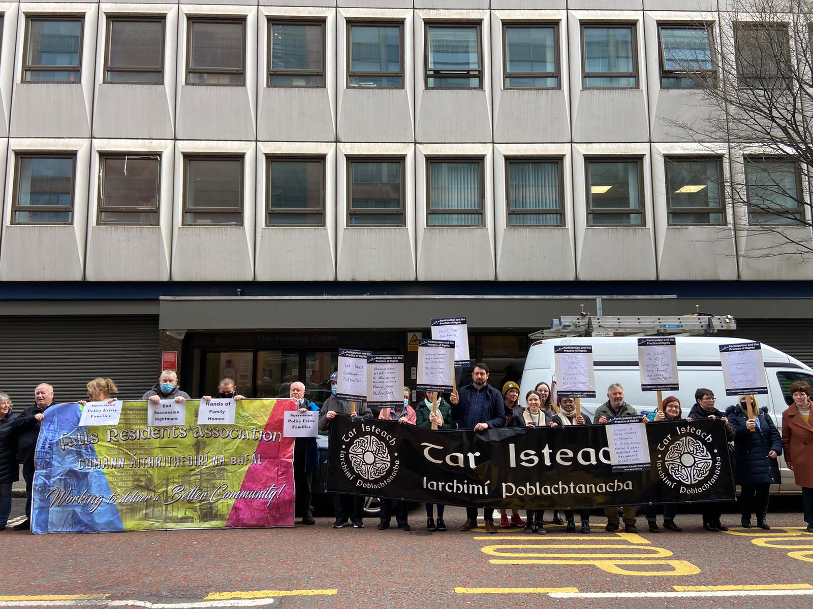CHANGE CALL: Protesters at the Housing Executive on Tuesday