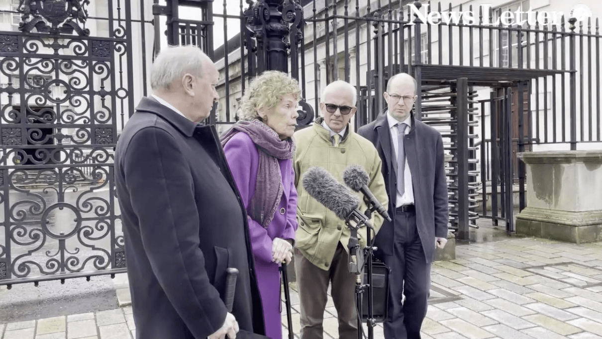 VERDICT: Jim Allister, Kate Hoey and Ben Habib outside the Appeal Court with their counsel after losing another legal battle in their war against the Protocol
