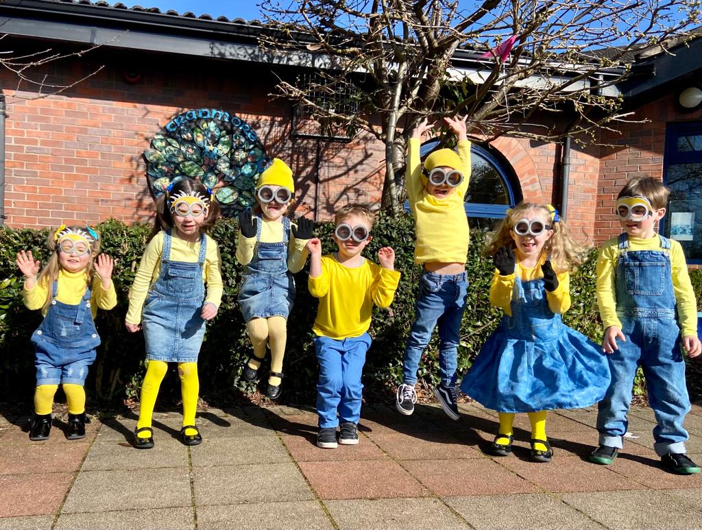 Primary 1 pupils at Cranmore Integrated dressed up as Minions in support of Ukraine