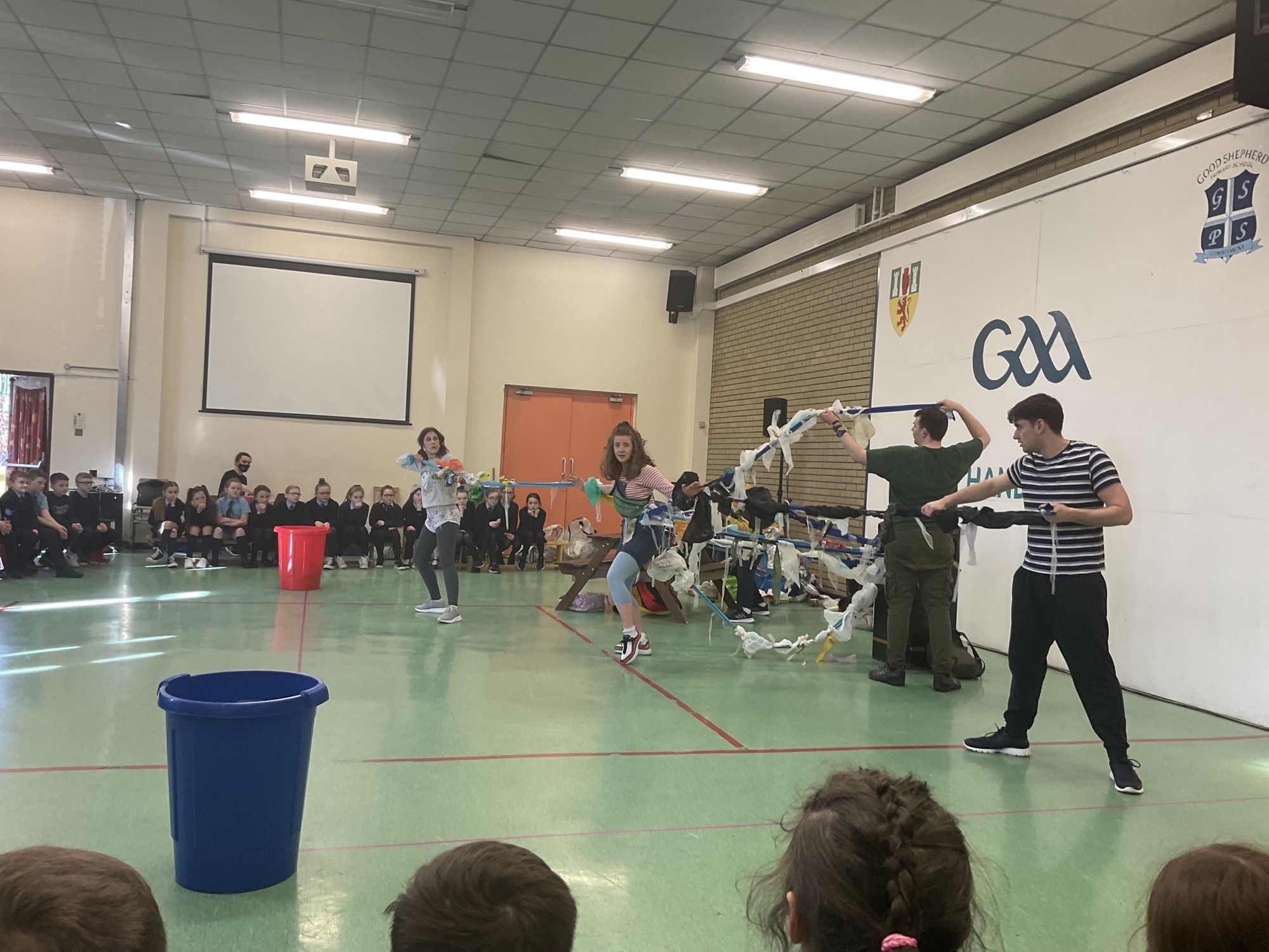 REUSE: The Lyric performs its new environmental play at Good Shepherd Primary School