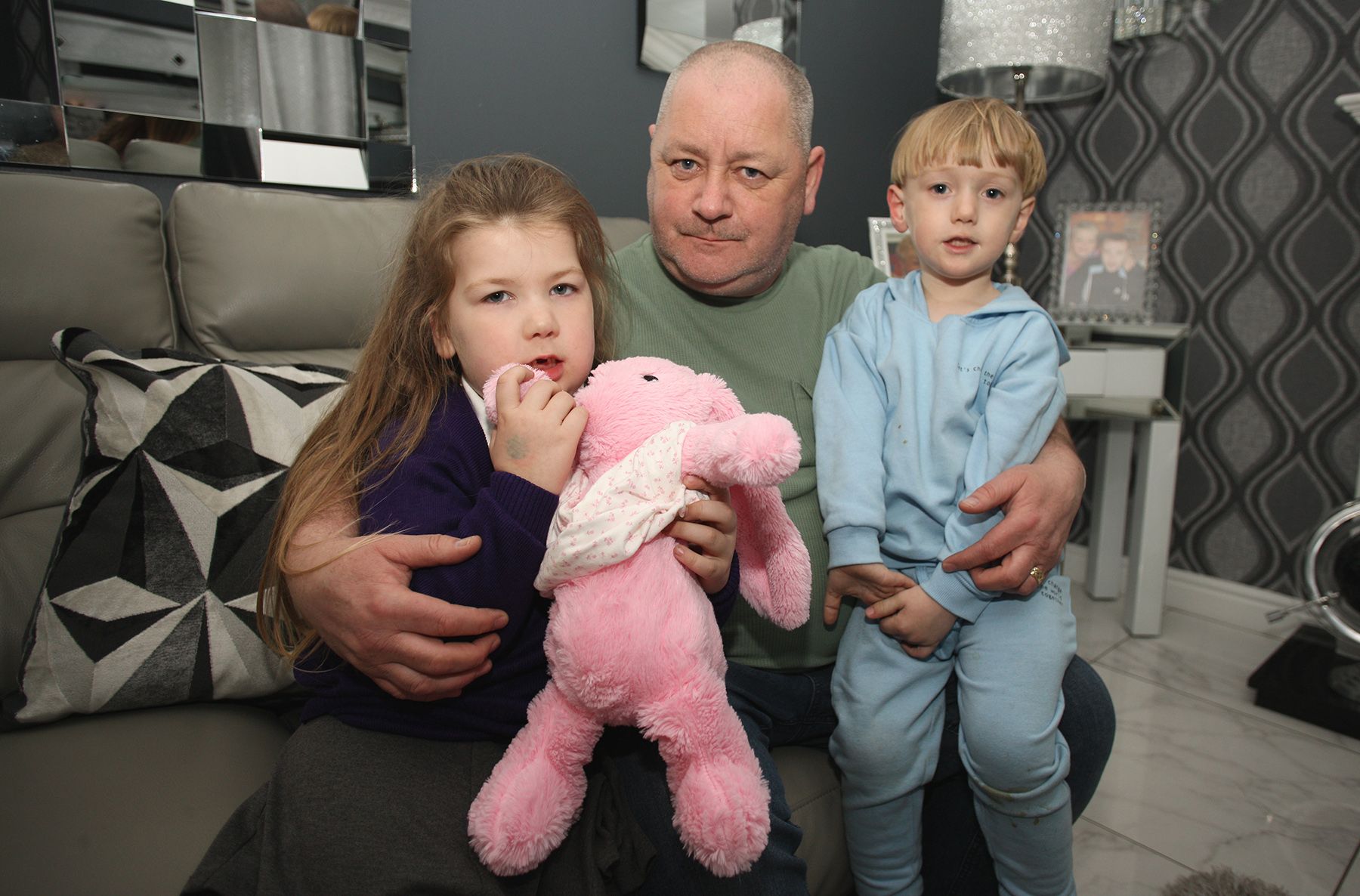 TERRIFYING ORDEAL: Leo Morgan with his grandchildren, Faye (5) and Bailey (3) 