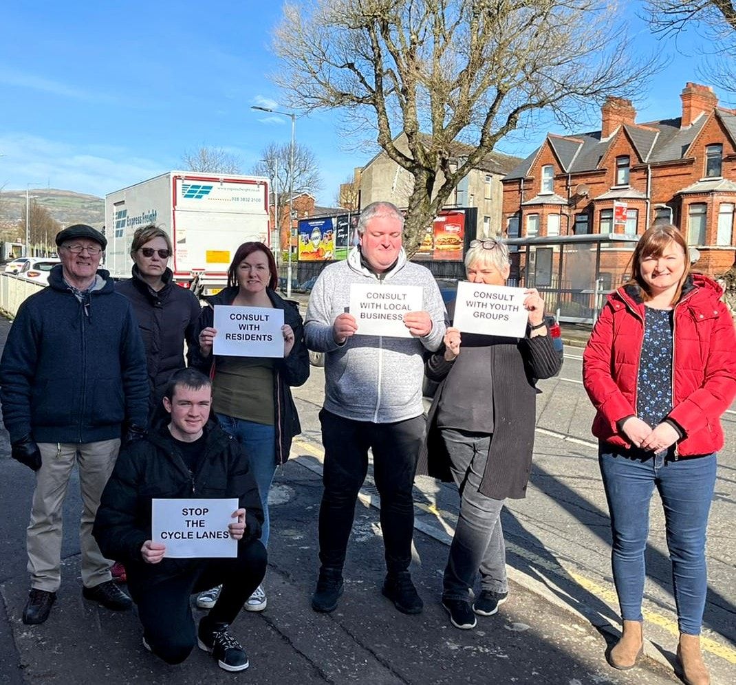 PROTEST: Members of Newington Residents\' Group have hit out at proposals for cycle lanes in North Belfast
