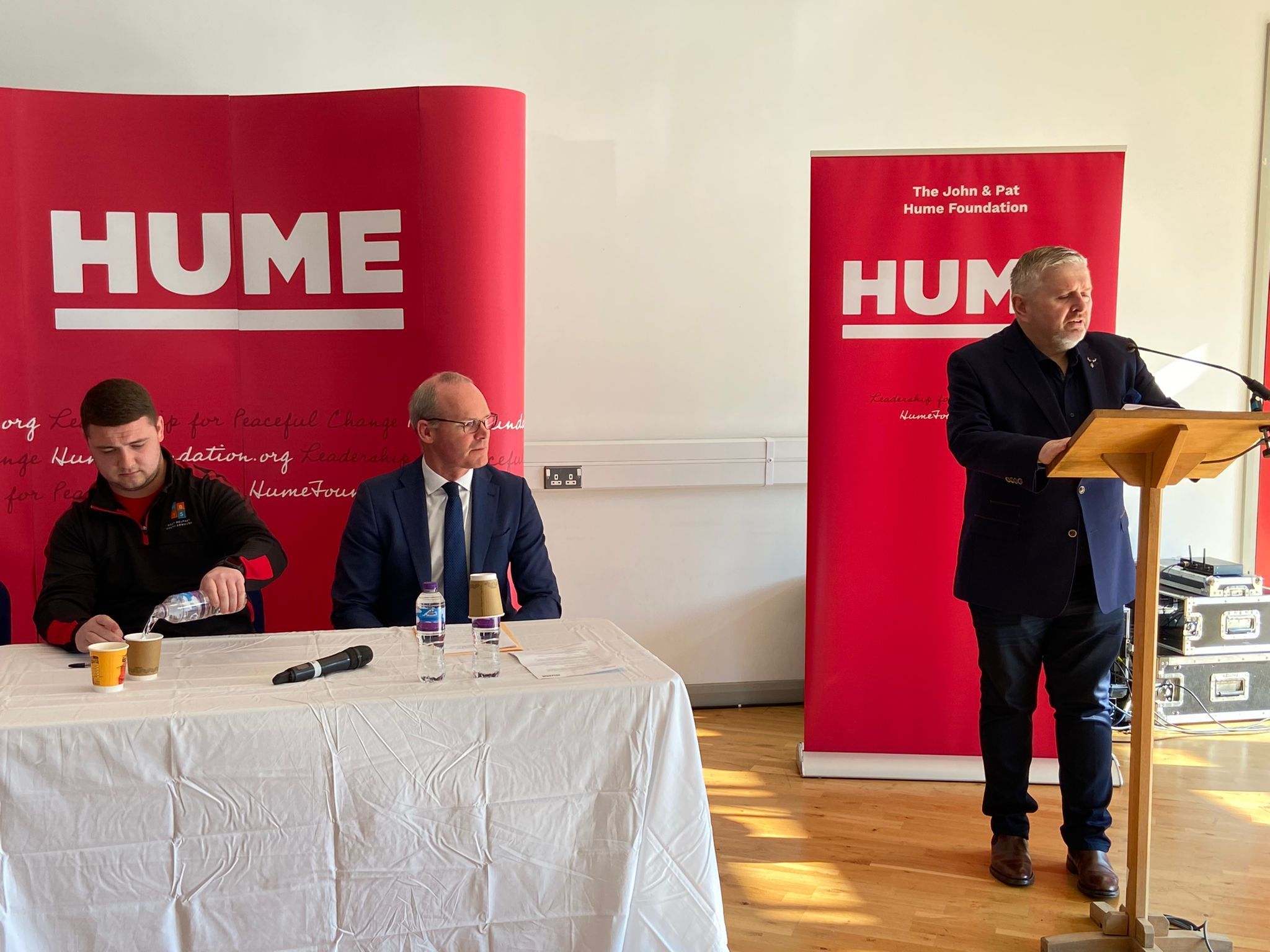 TALK: Fr Gary Donegan introducing Minister Simon Coveney at the Houben Centre