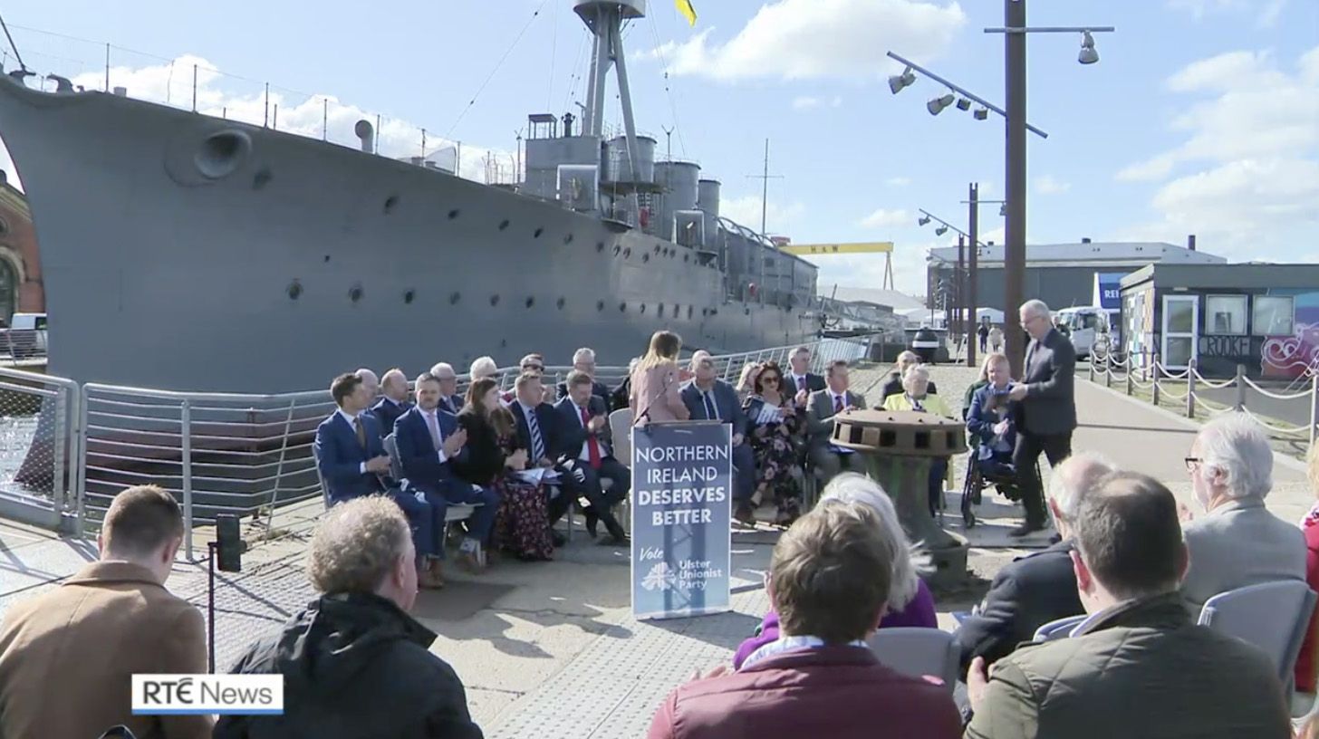 ALL HANDS ON DECK: The UUP election campaign was launched in the Titanic Quarter beside a World War One battleship – the coming Assembly election will be a crucial test for leader Doug Beattie