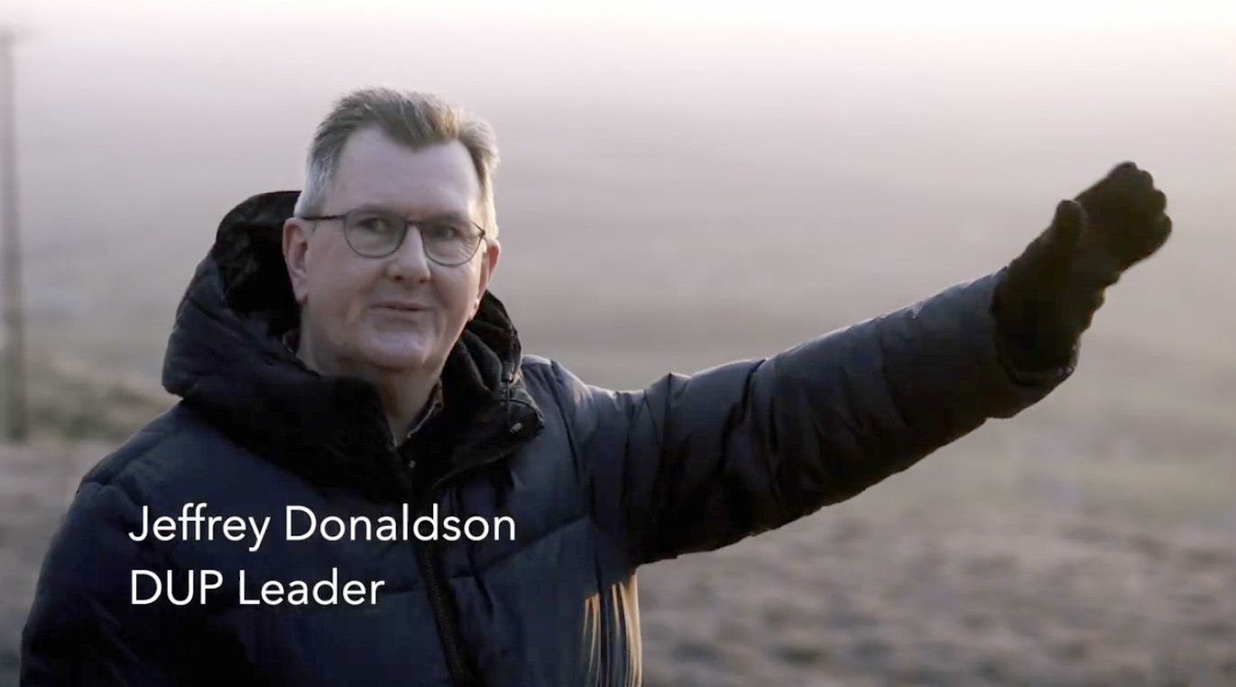 GEARING UP: Jeffrey Donaldson in the DUP election broadcast released this week