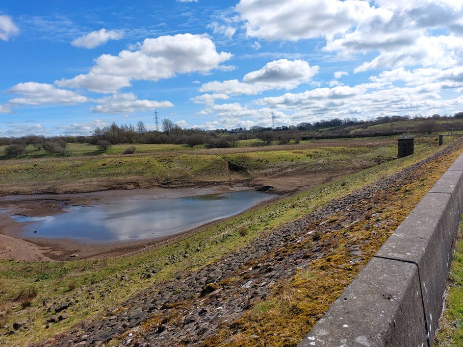 Leathemstown reservoir has been drained to the point where it is little more than a puddle where the reservoir used to be