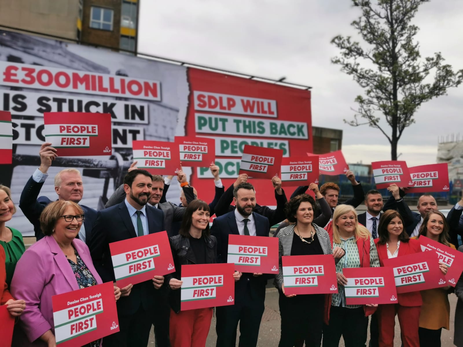 LAUNCH: Party leader Colm Eastwood MP joined their candidates in West Belfast to launch their 2022 Election campaign 